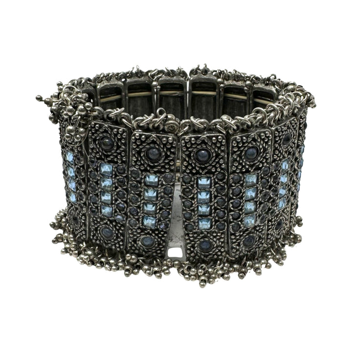 Metal Fringe And Rhinestone Stretch Bracelet