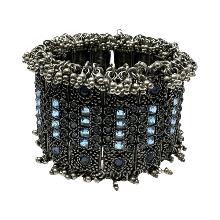 Metal Fringe And Rhinestone Stretch Bracelet