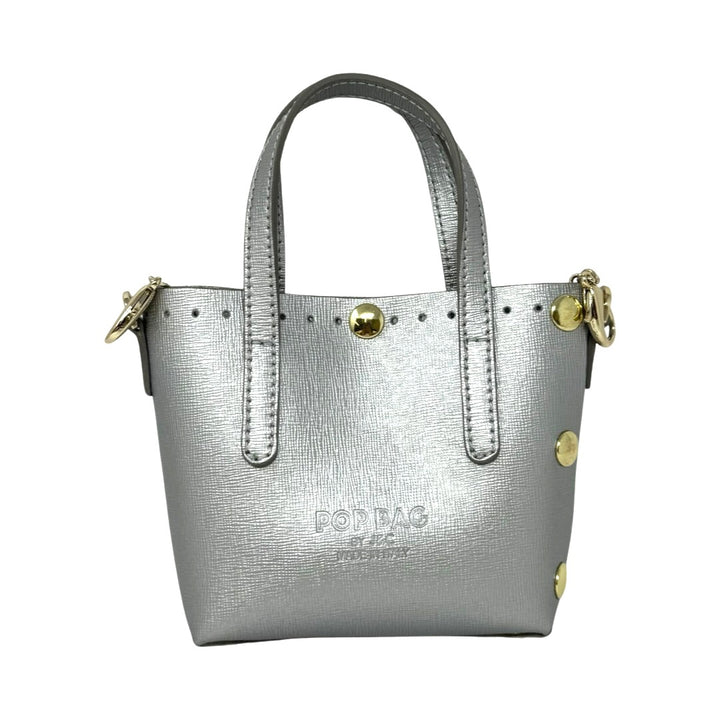 Pop Bag Micro Metallic Crossbody Bag-Gray Front