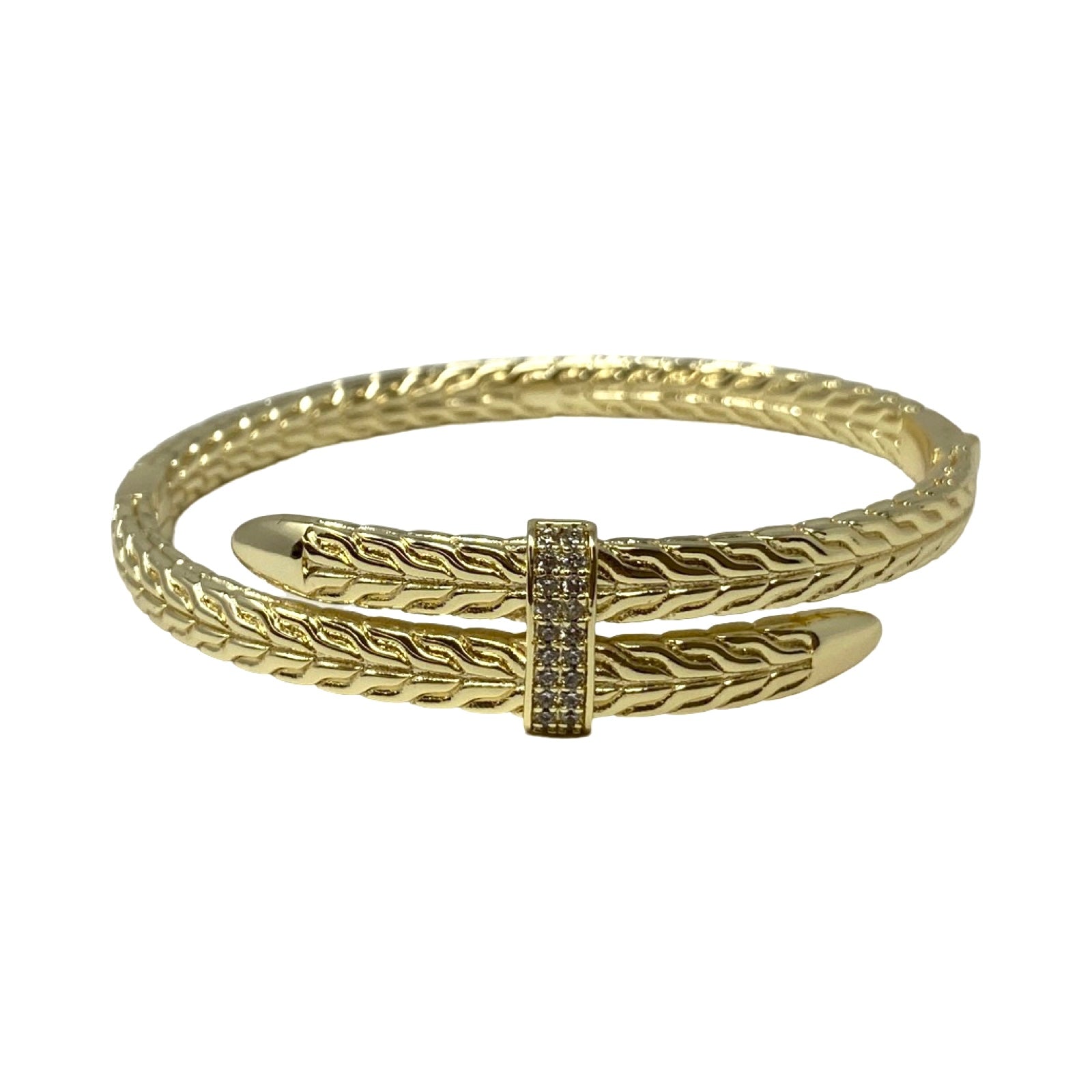 Gold Rope Push Lock Bangle