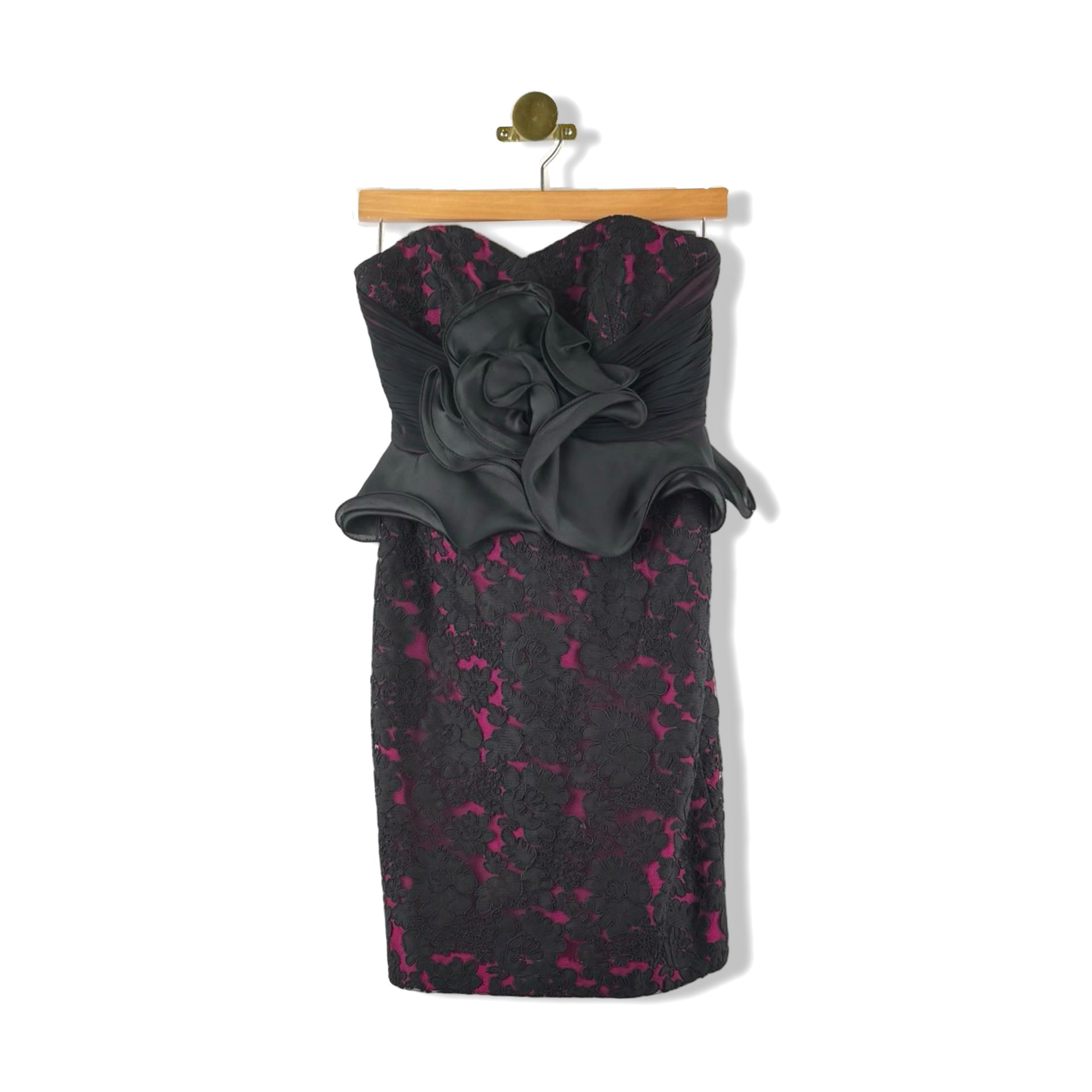 Marchesa Notte Lace Satin Cocktail Dress