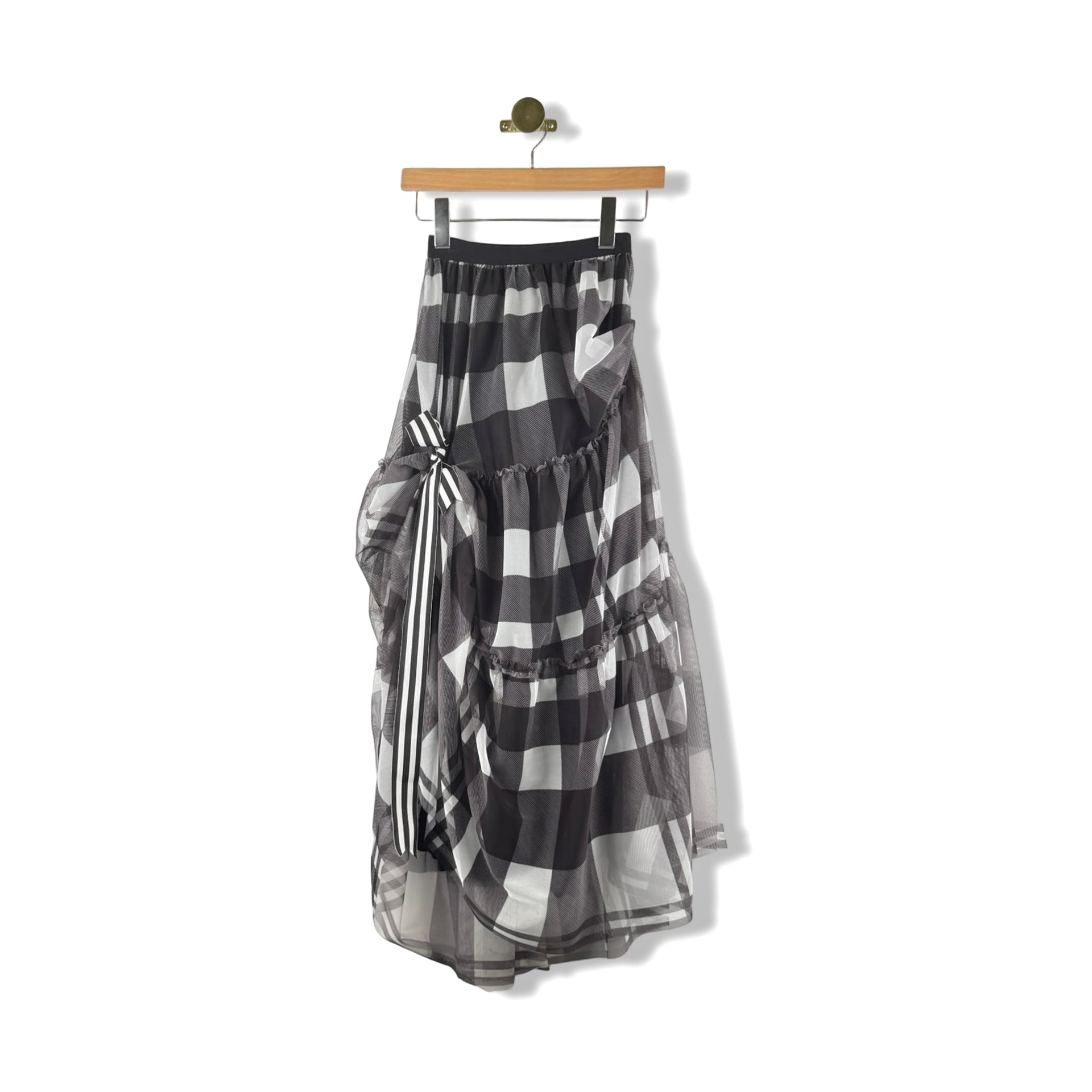 Baci Gingham Gathered Midi Skirt