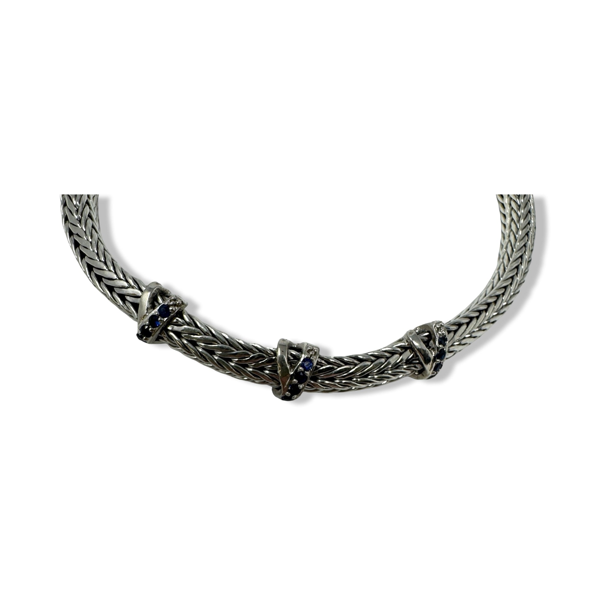 Phillip Gavriel Woven Criss Cross Blue Saphire Bracelet