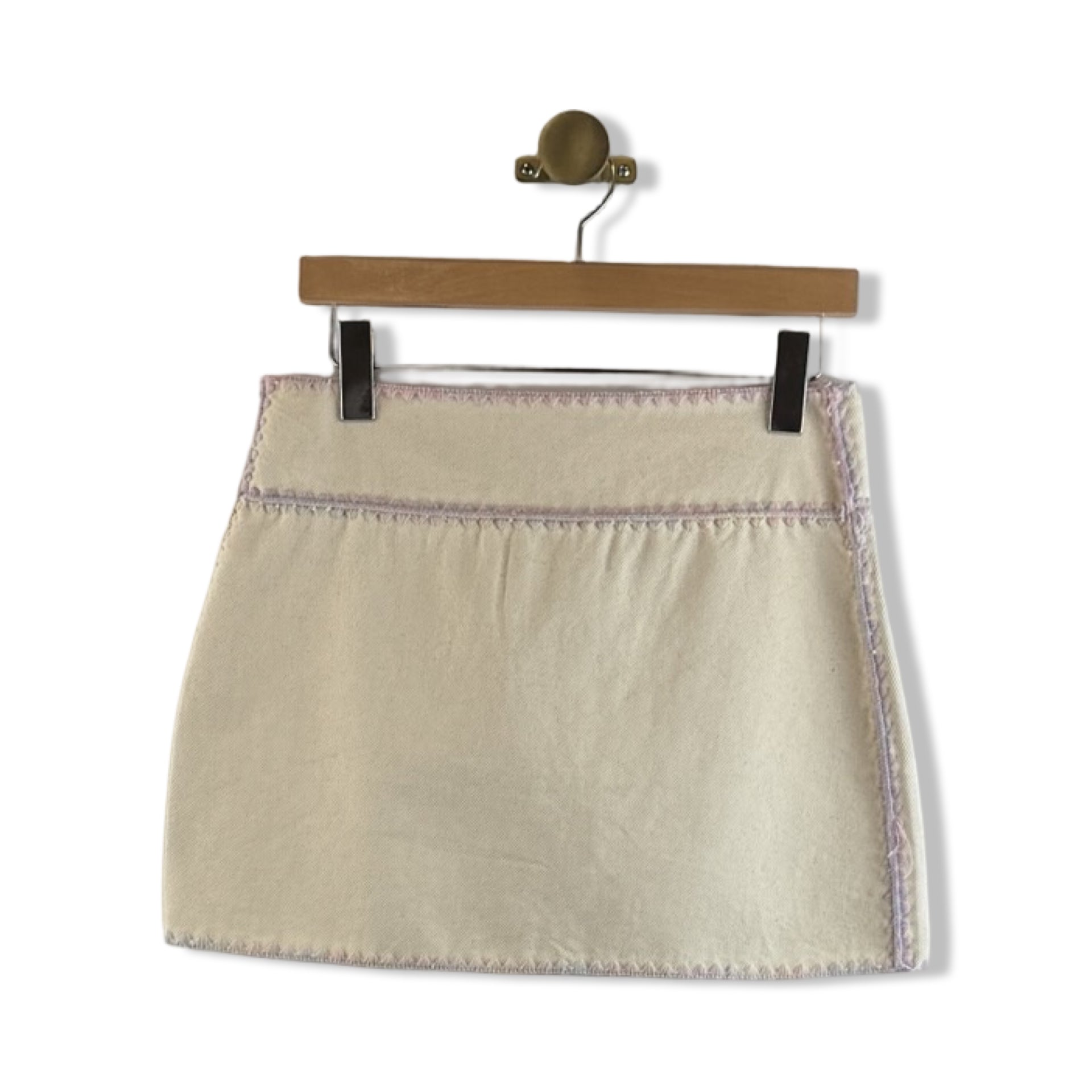 BLANKNYC Ecru High Rise Blanket Stitch Skirt