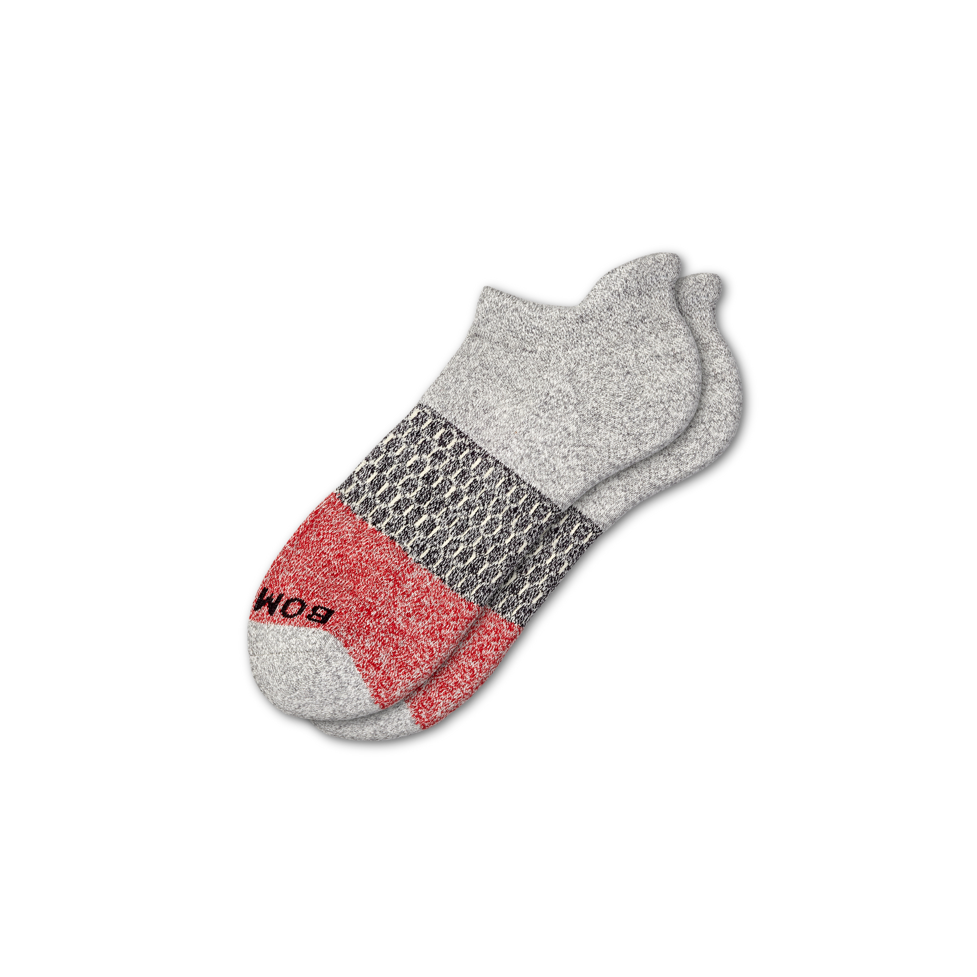 Bombas Heather and Red Tri-Block Ankle Socks