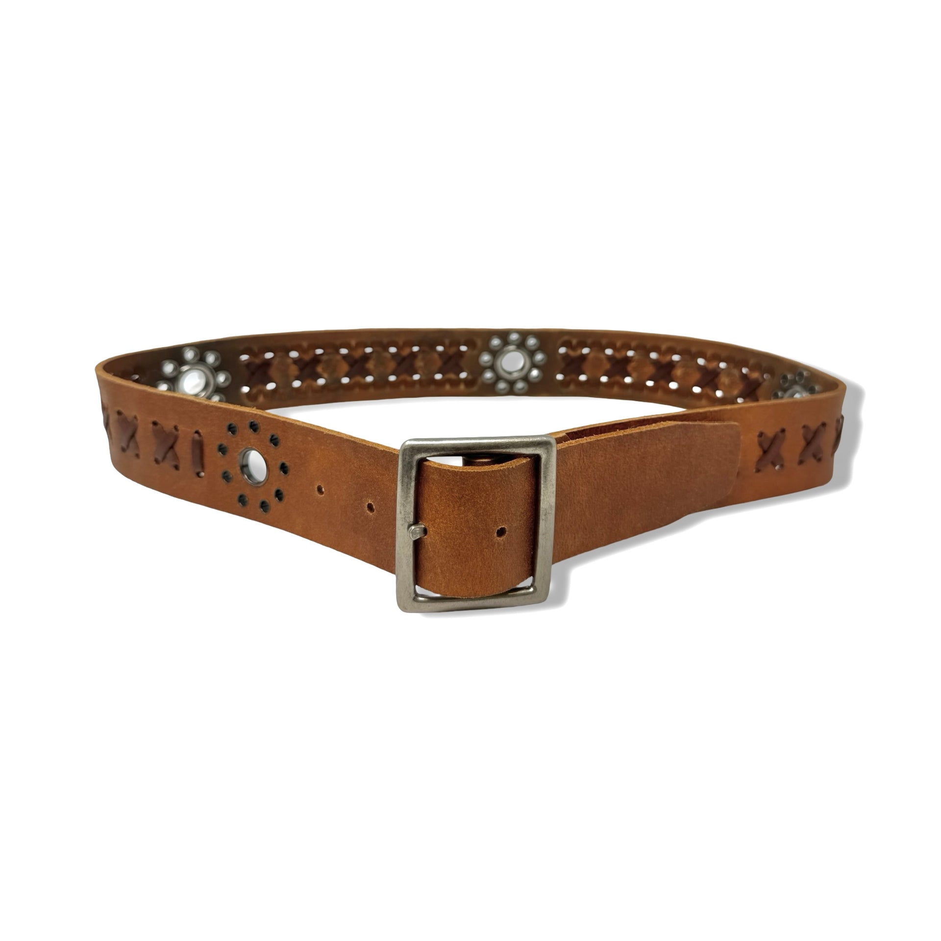 Vintage R.J. Graziano Woven Grommet Leather Belt