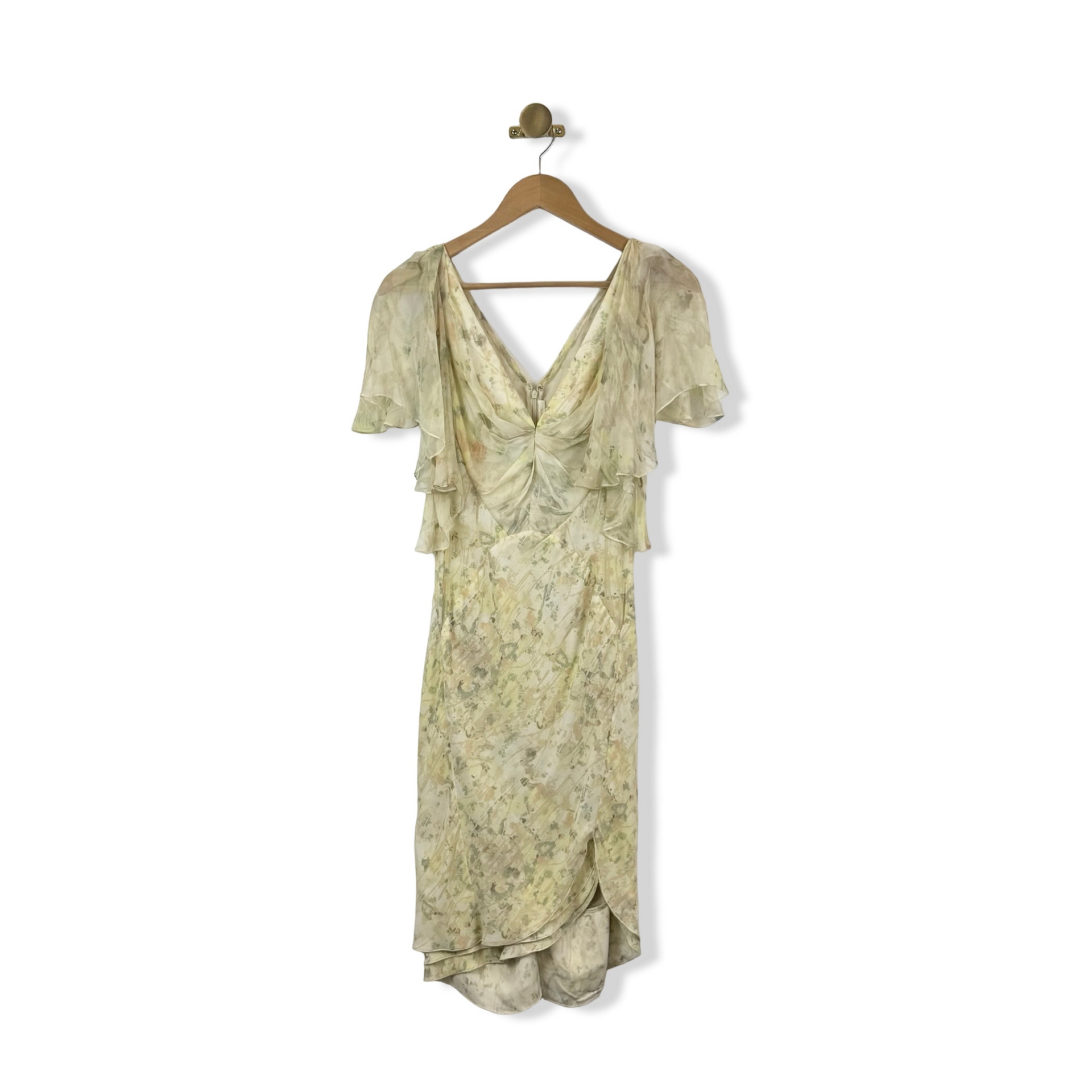 Zac Posen Flutter Sleeve Floral Dress