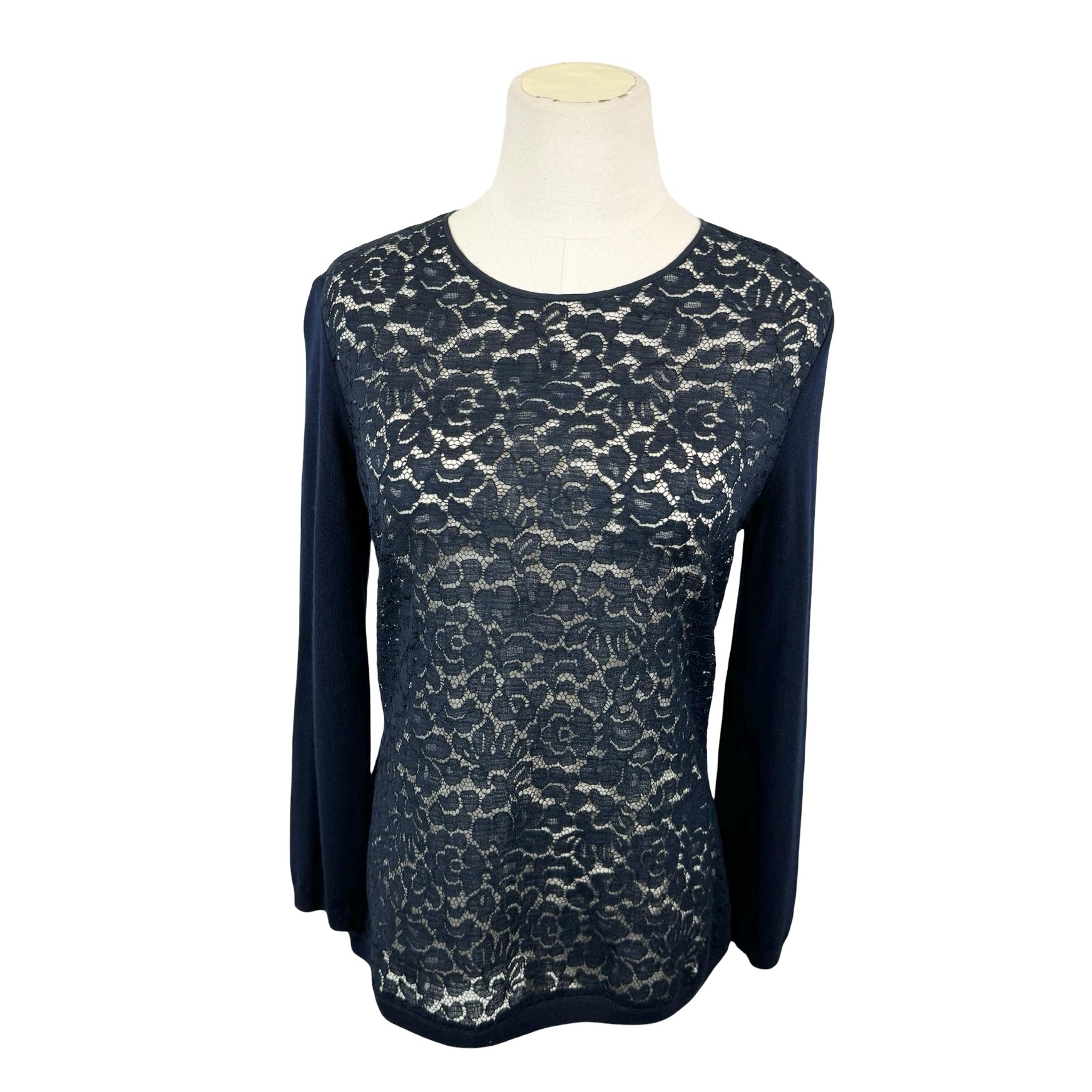 Nina Ricci Sheer Lace Long Sleeve Top