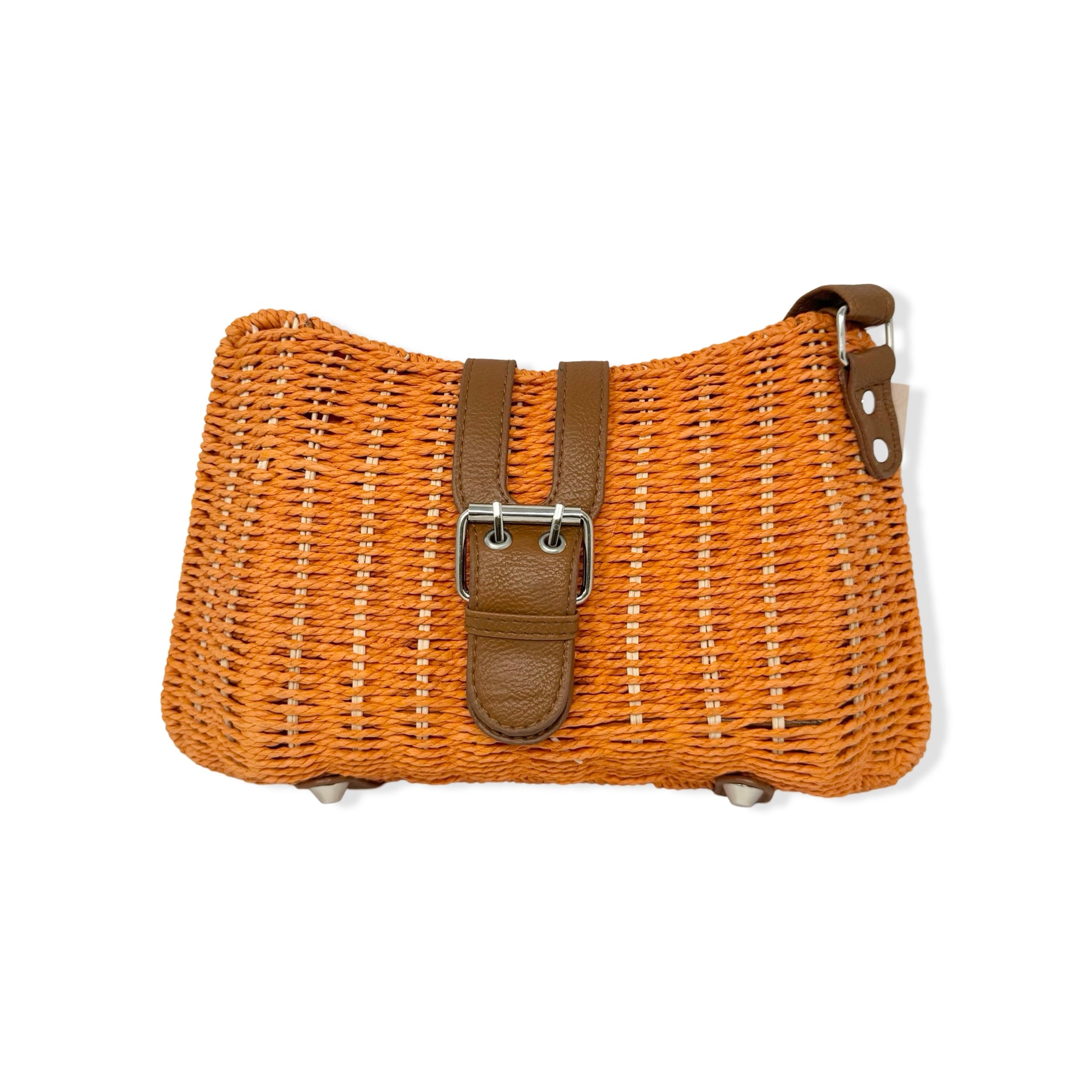 Orange Raffia Crossbody Bag