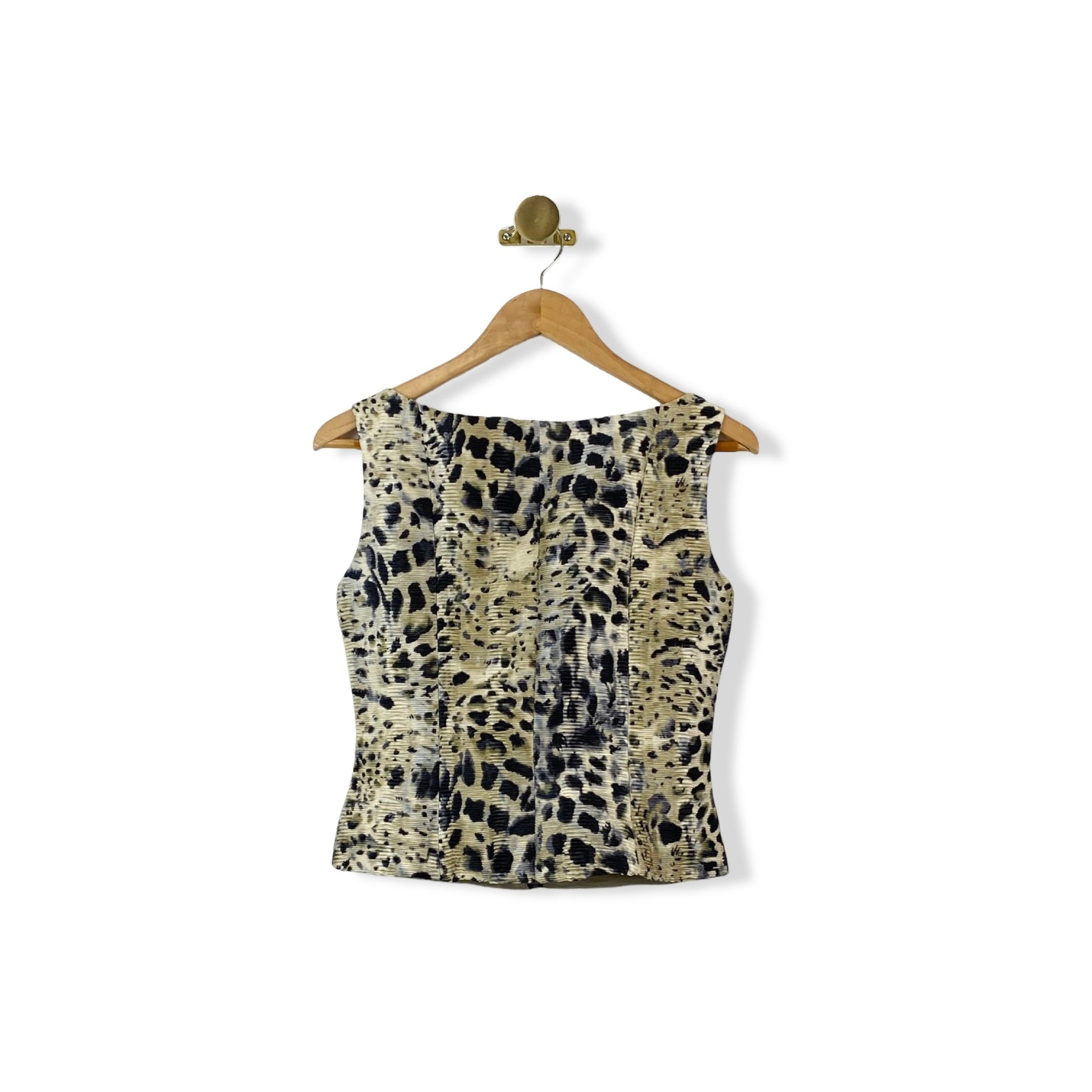 Vintage Flores & Flores Textured Leopard Print Top