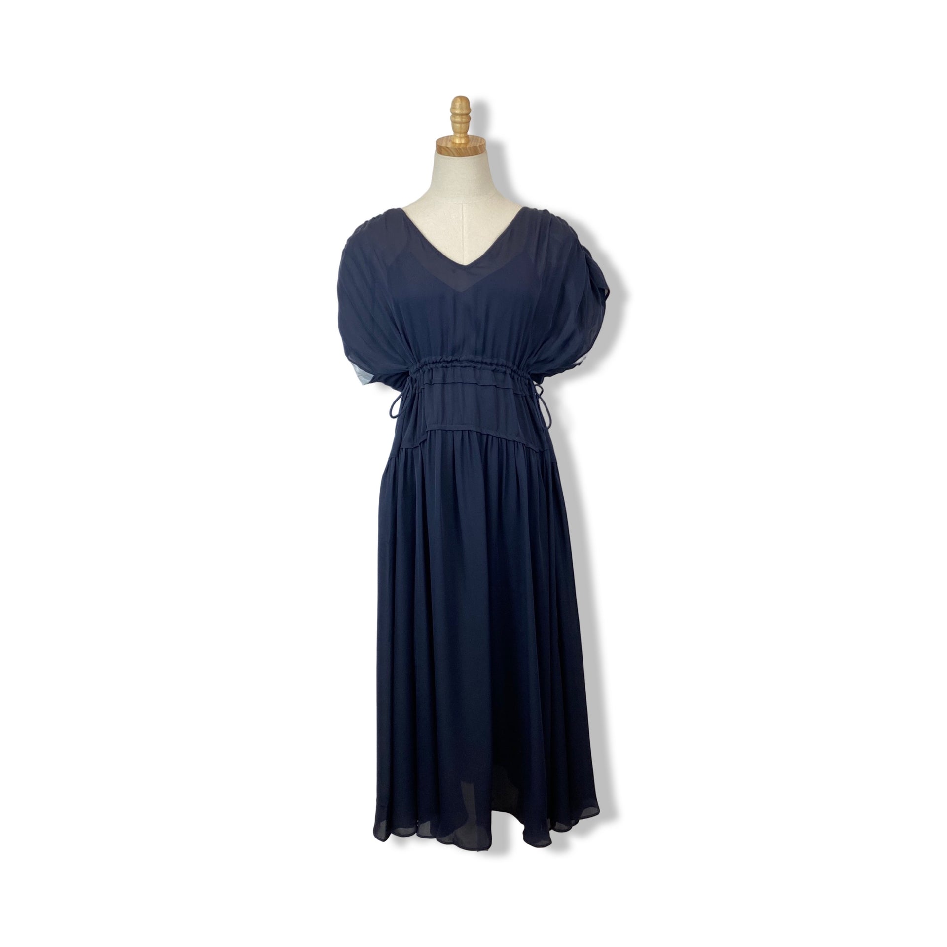 La Ligne Gathered Waist V Neck Maxi Dress