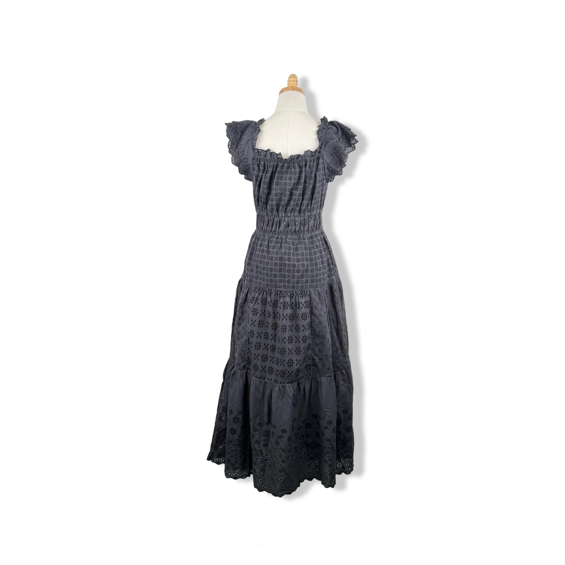 Unsubscribed Eyelet Flutter Sleeve Dress