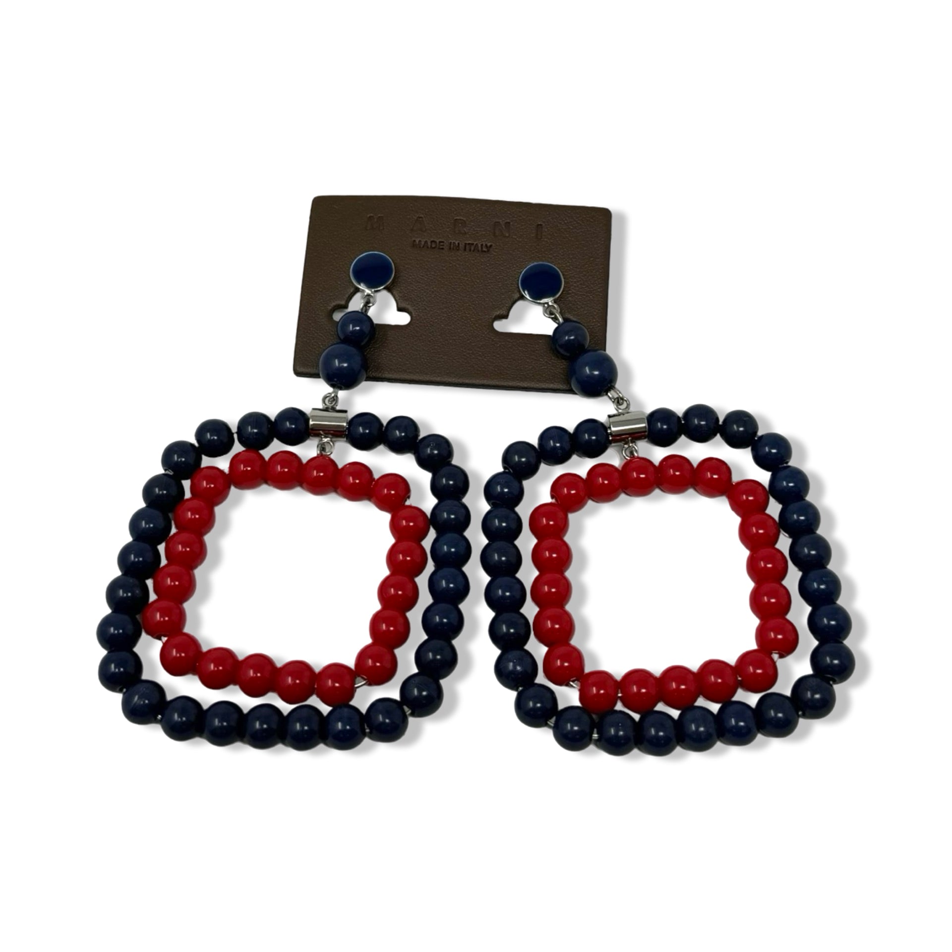 Marni Multicolor Beaded Square Motif Earrings