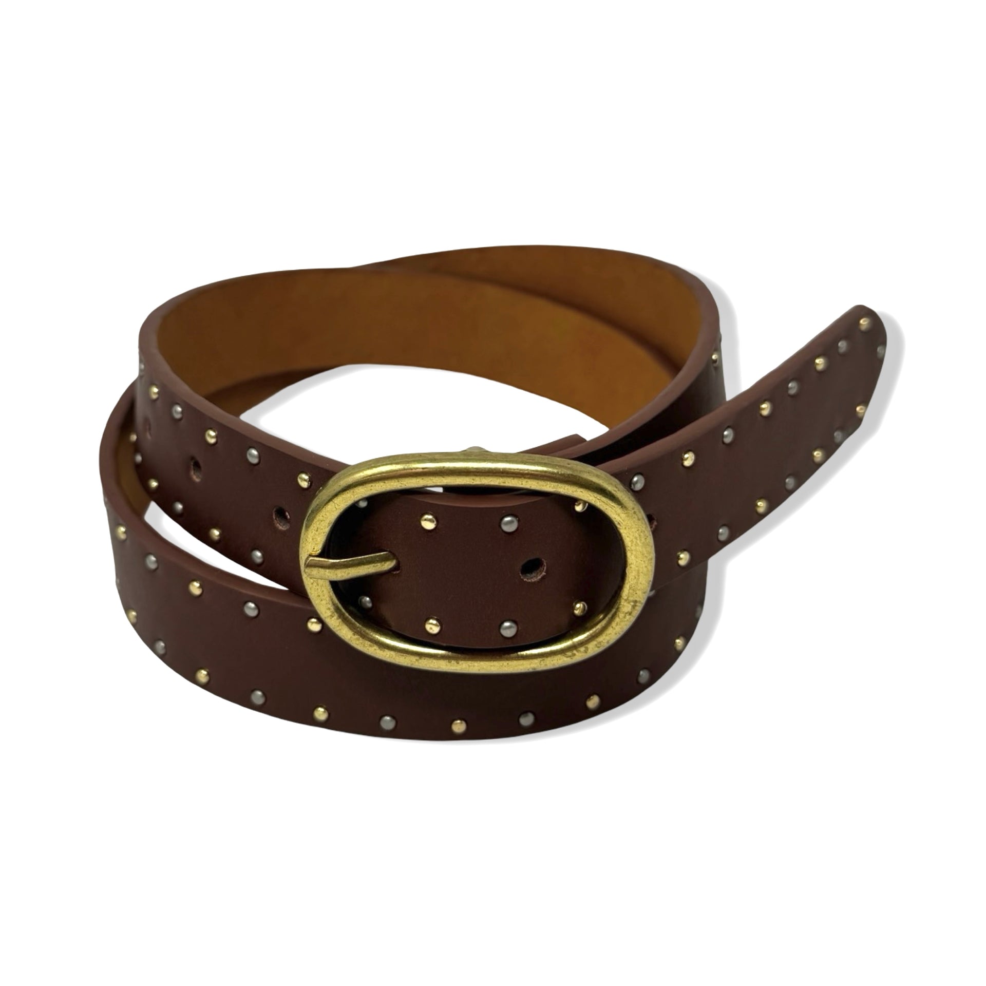 Two-Tone Metal Stud Faux Leather Belt