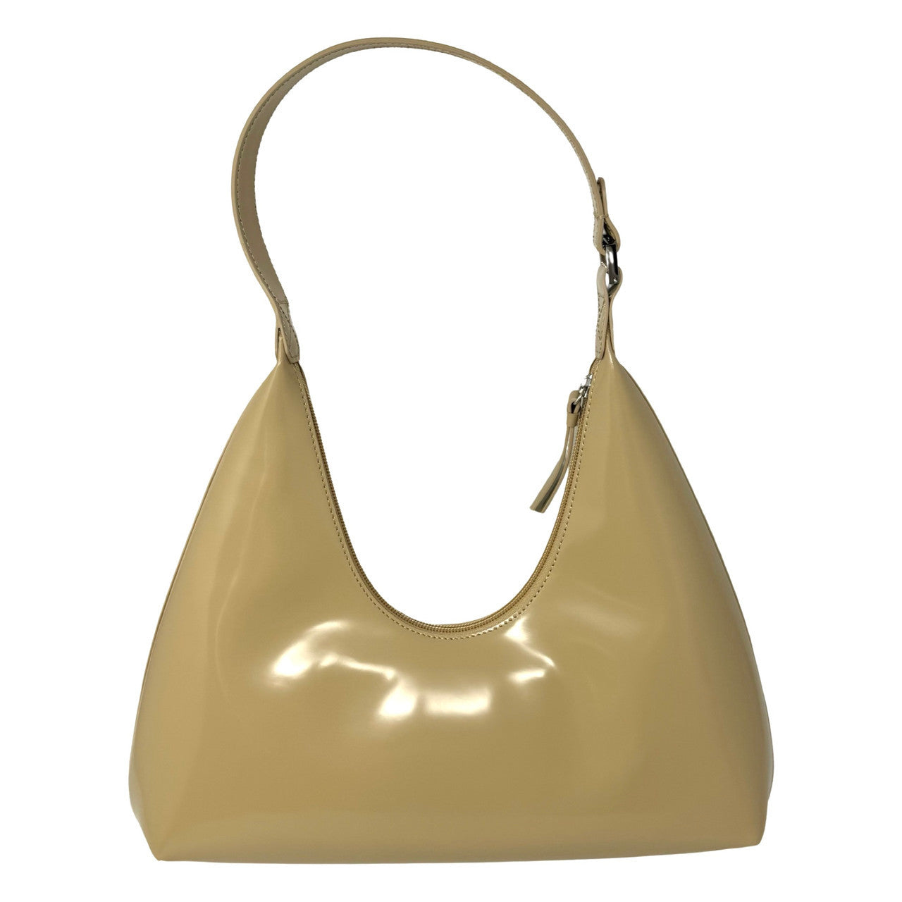 By Far Amber Kraft Semi Patent Leather Shoulder Bag-Back