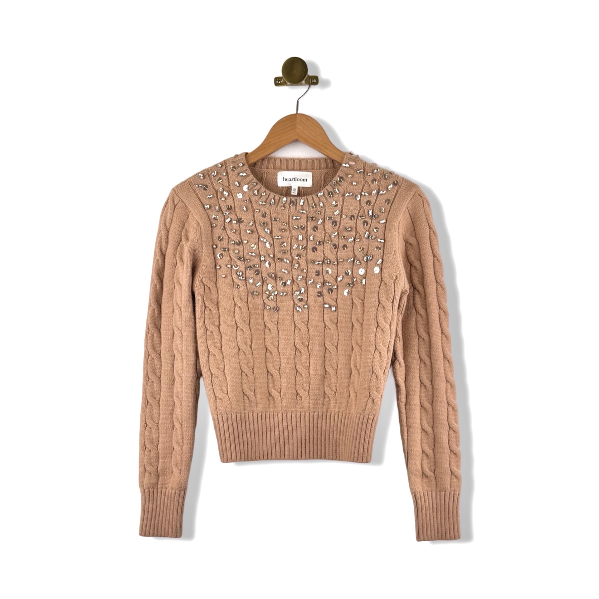 Heartloom Rhinestone Cable Knit Sweater
