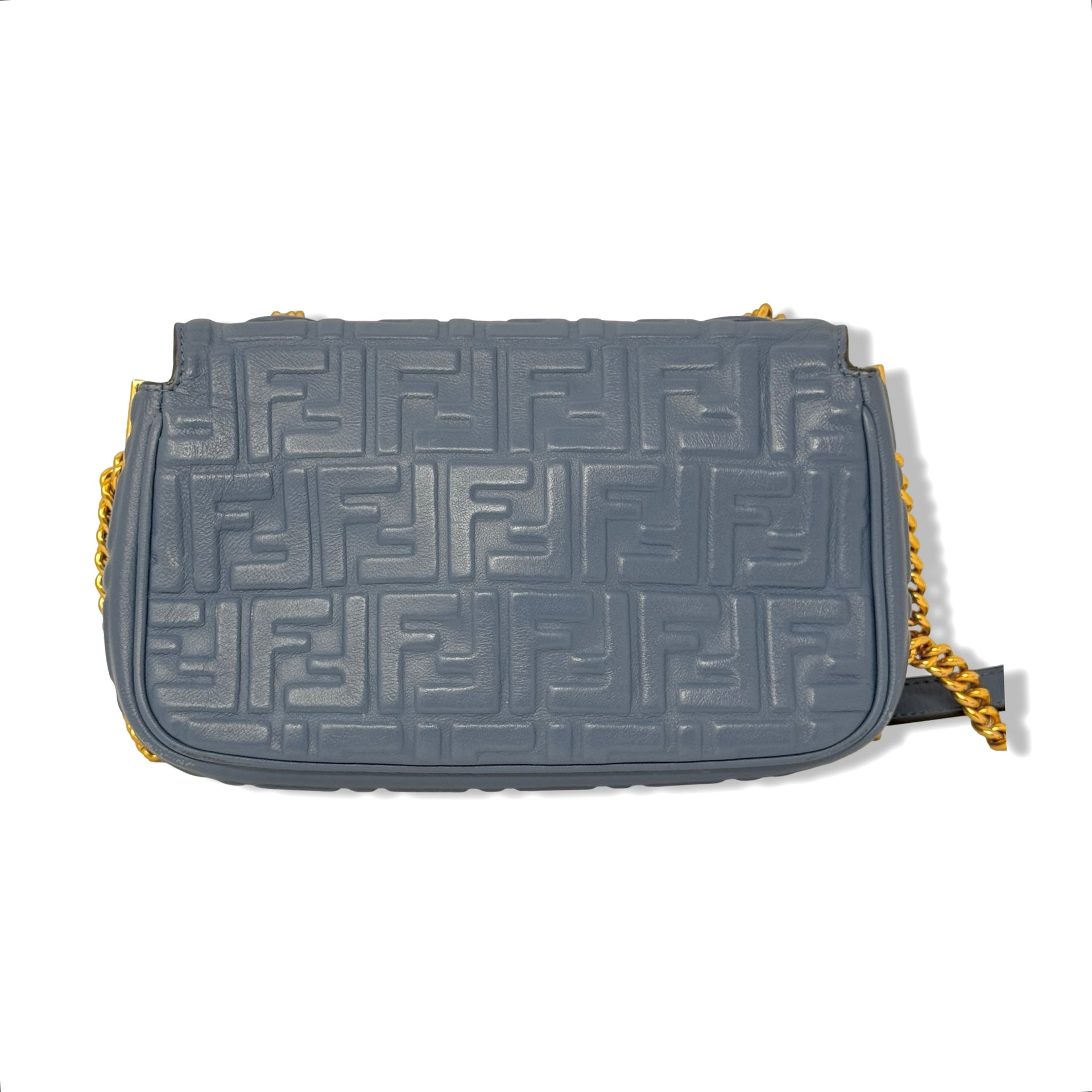 Fendi Embossed FF Midi Chain Baguette Bag