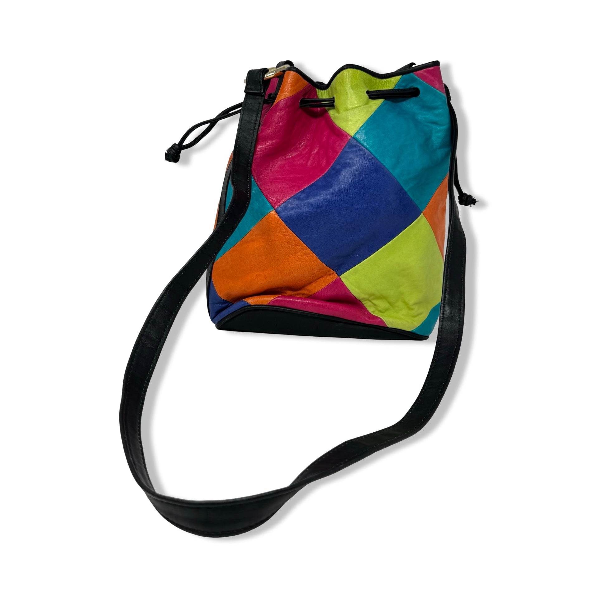 Vintage R.J. Graziano  Colorblock Drawstring Metal Ring Crossbody Tote