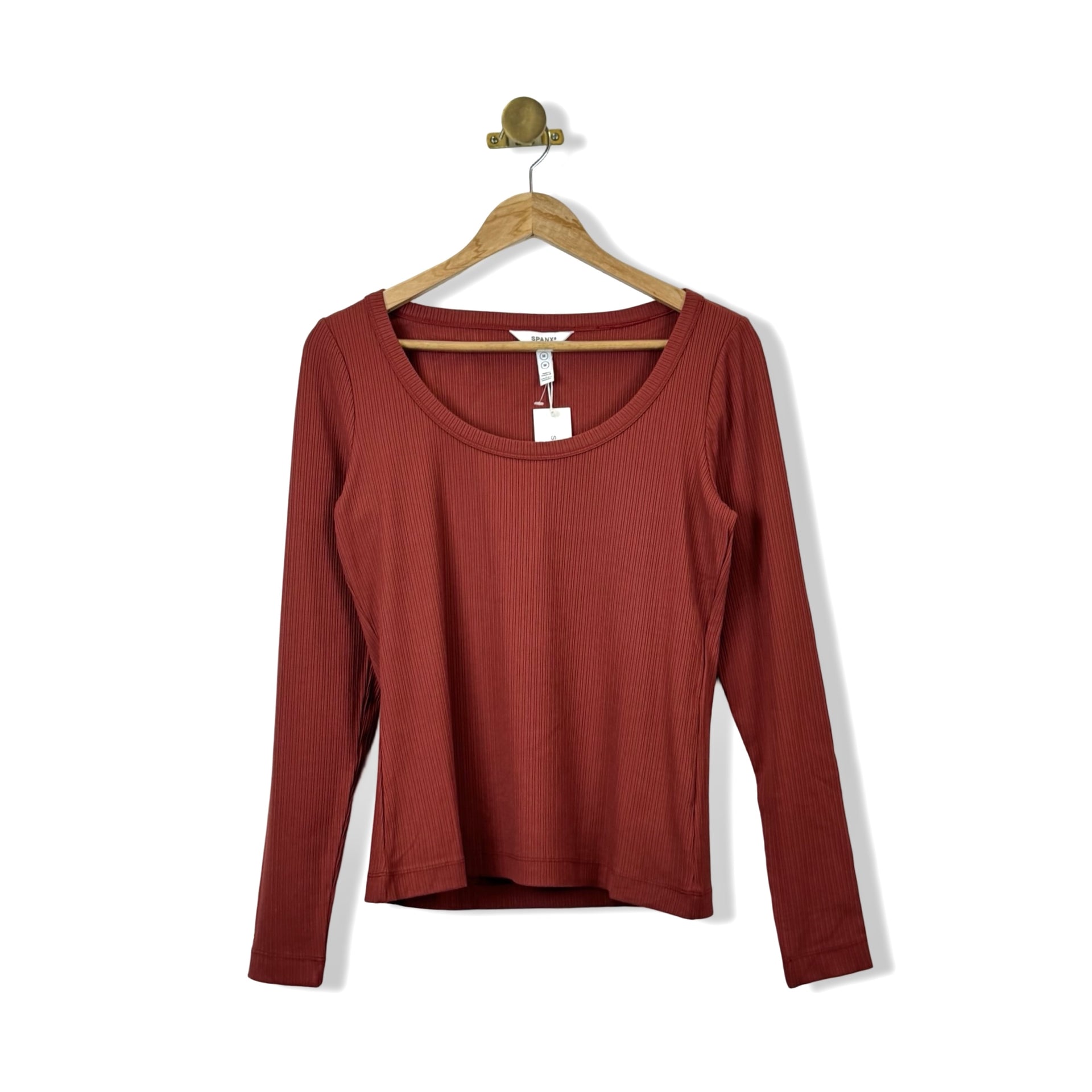 Spanx Long Sleeve Rib Scoop Neck Tee