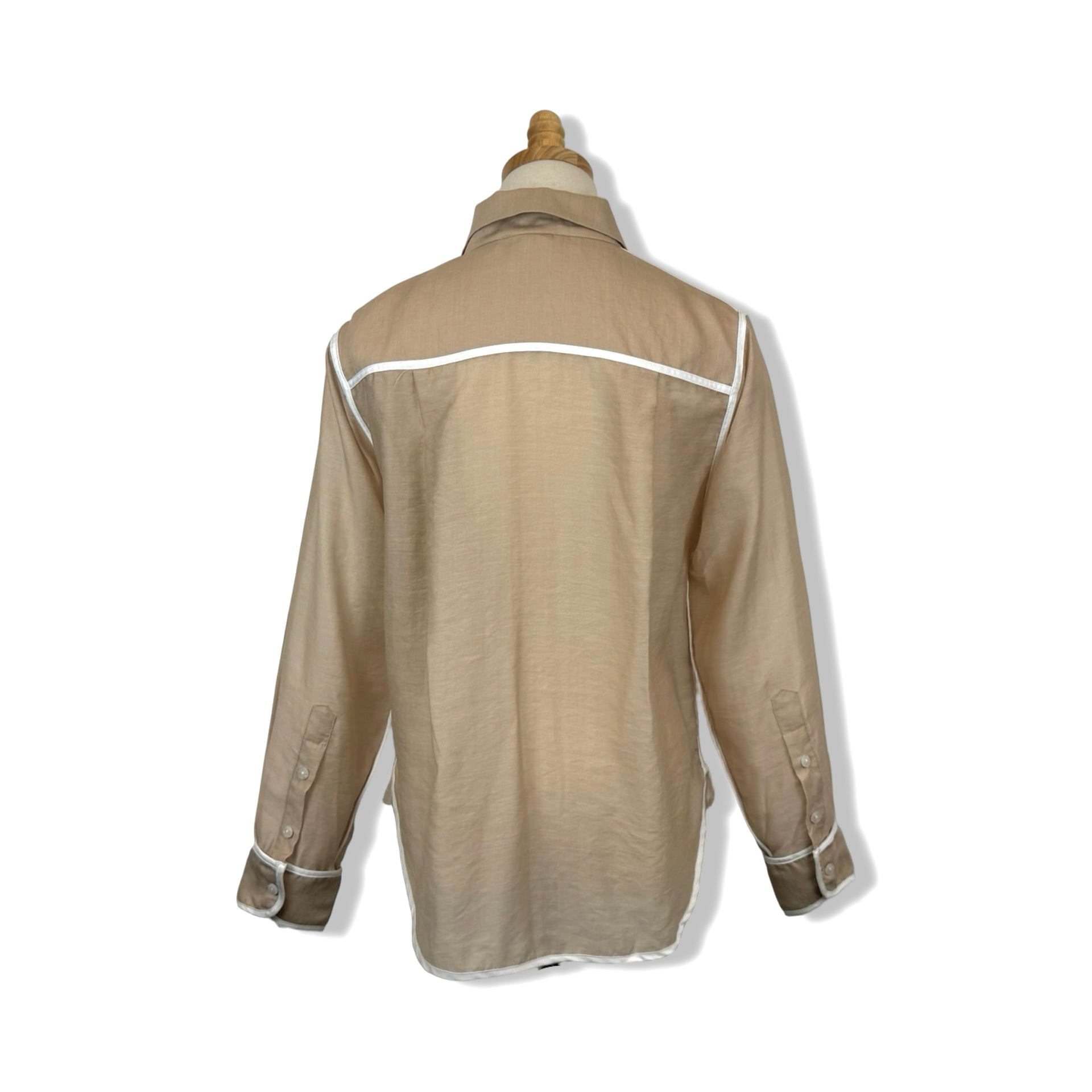 Heartloom Sheer Contrast Trim Button Up Shirt