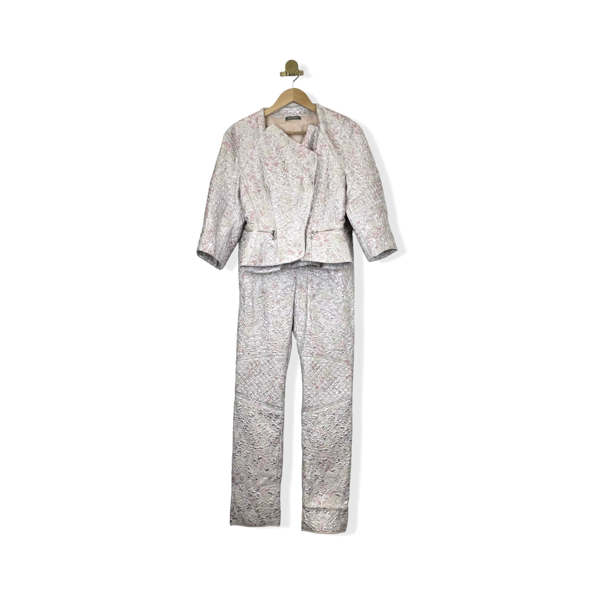 Zac Posen Muave Textured Floral Suit Set