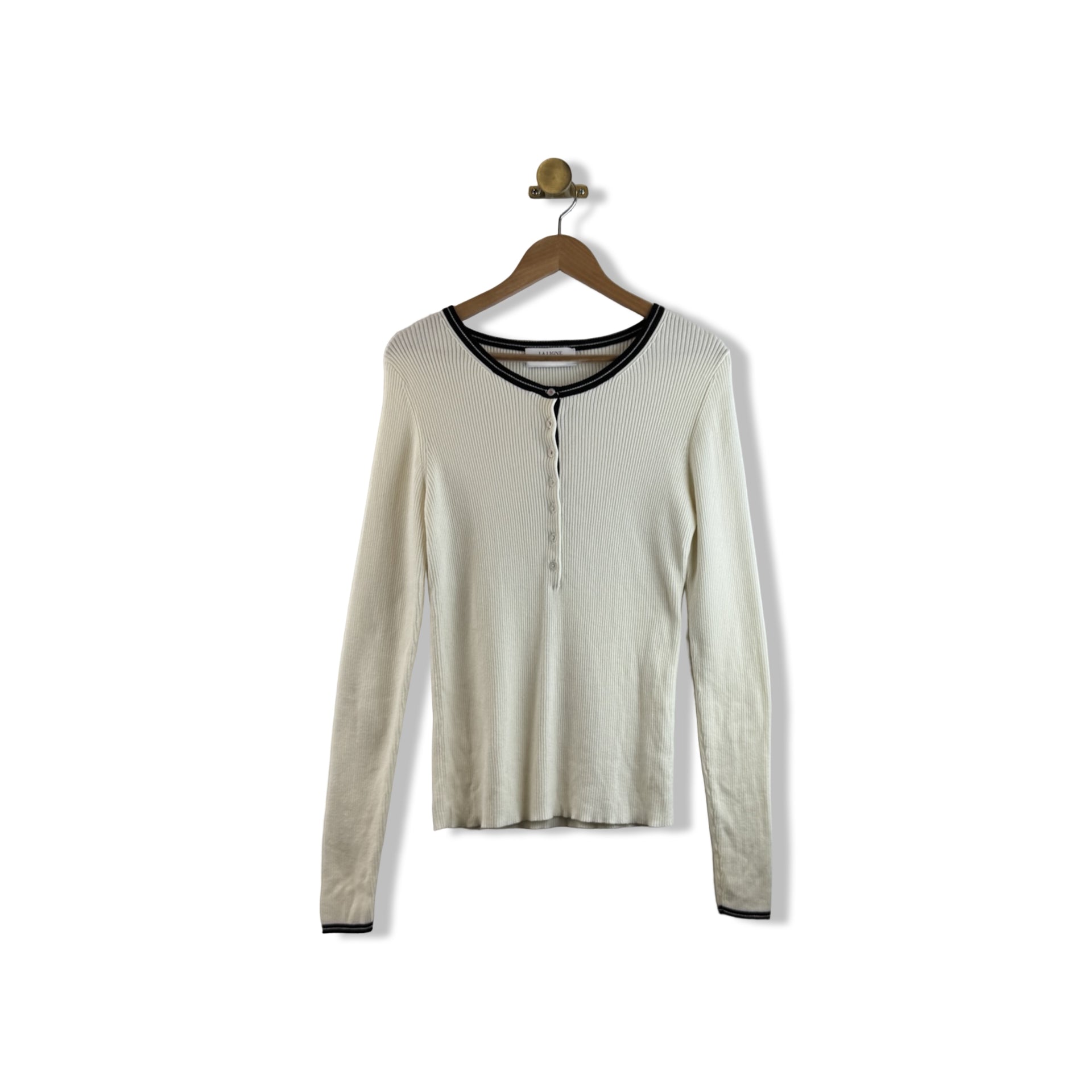 La Ligne Ribbed Half Button Long Sleeve