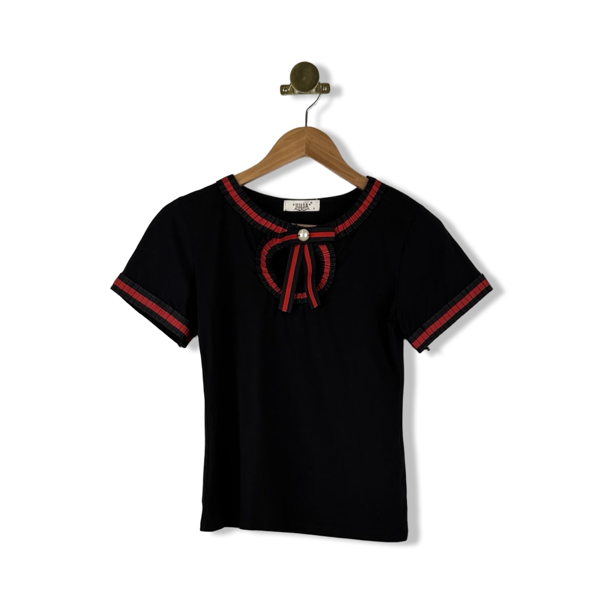 Julia Pearl Ribbon Keyhole Top