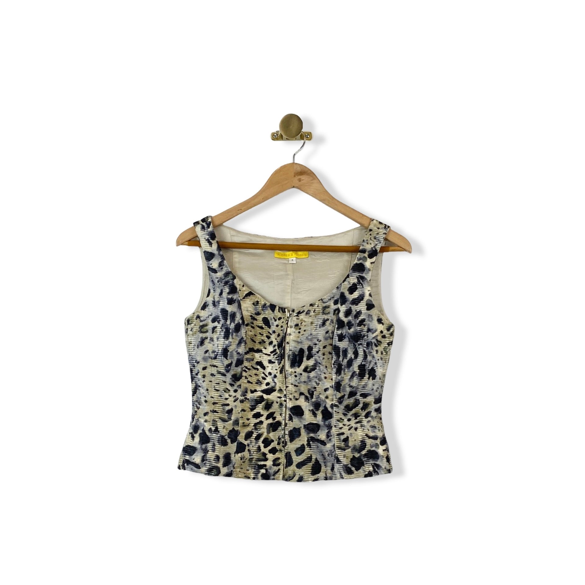 Vintage Flores & Flores Textured Leopard Print Top