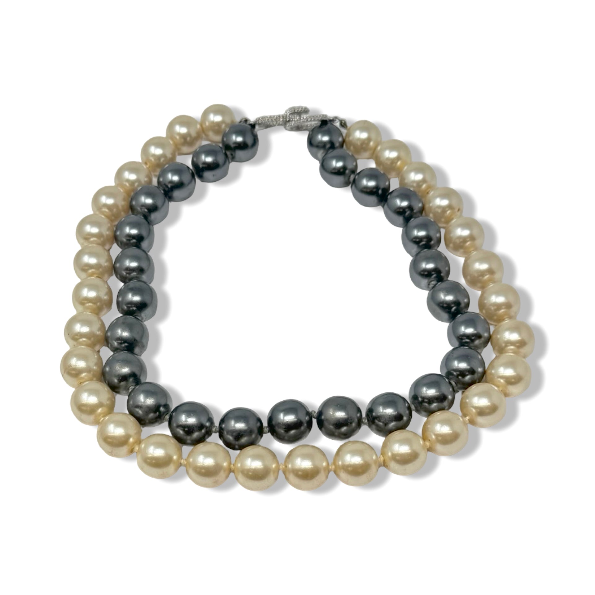 E. Pearl Dual Strand Bead Necklace