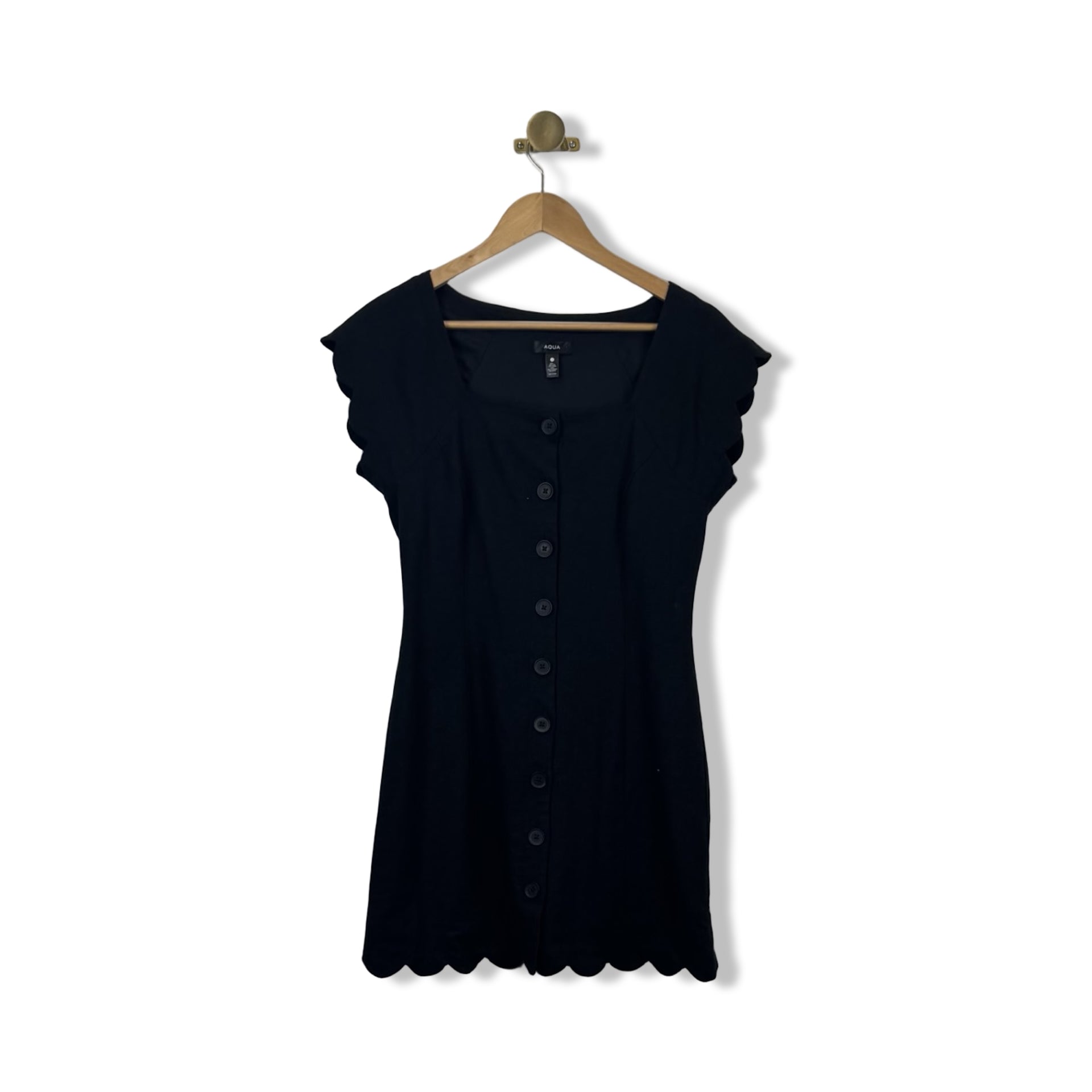 Aqua Scalloped Hem Mini Dress