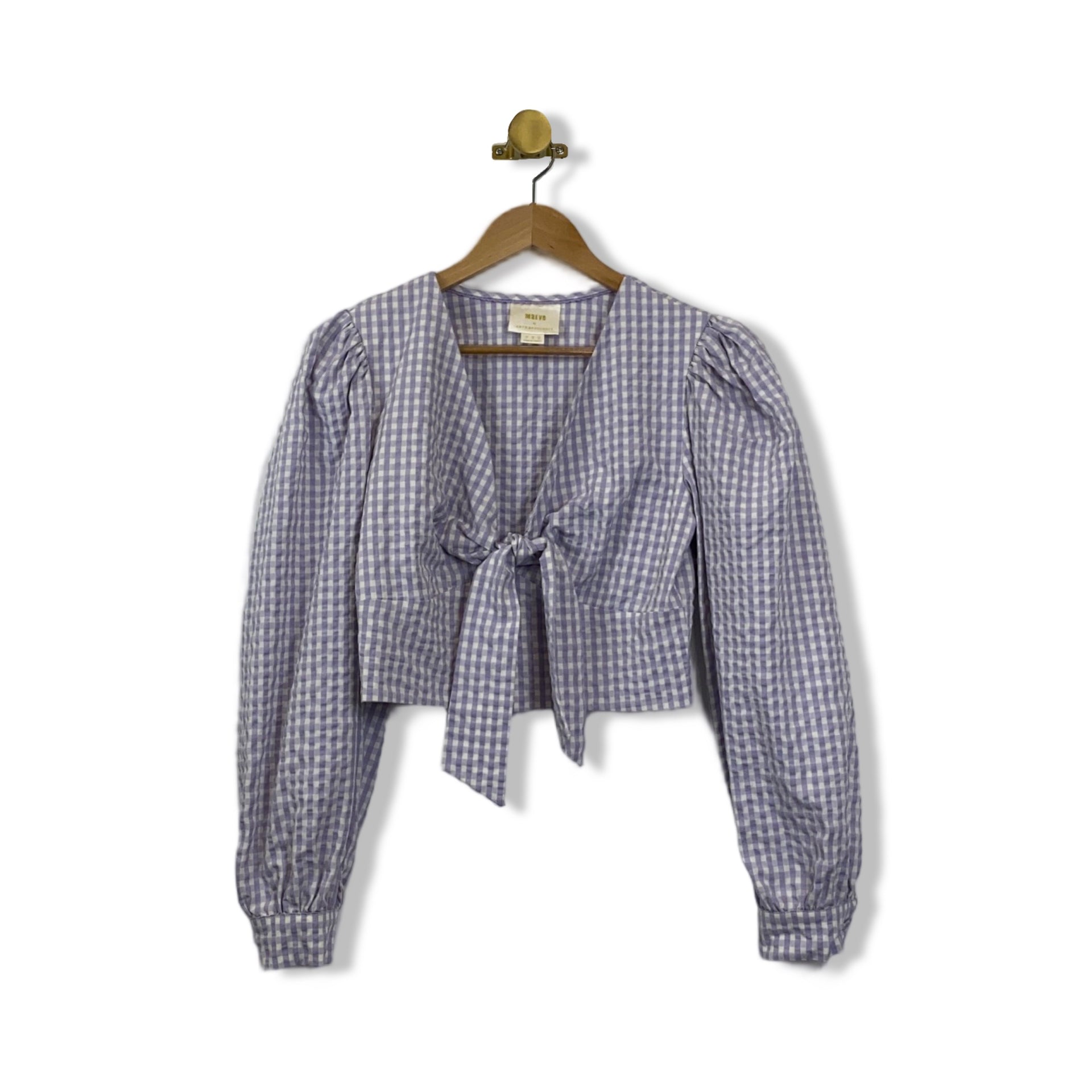 Maeve Cropped Gingham Blouse