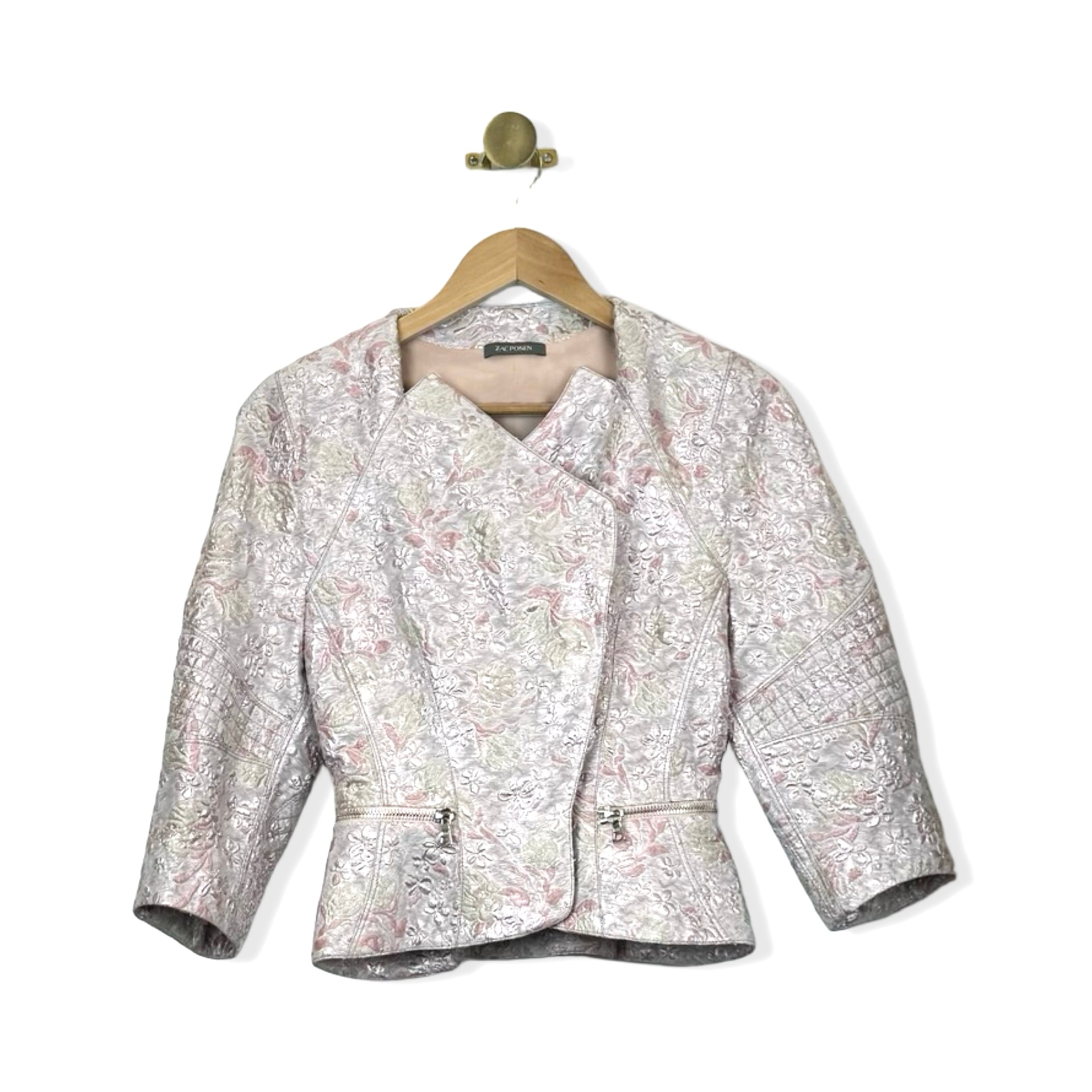 Zac Posen Muave Textured Floral Suit Set