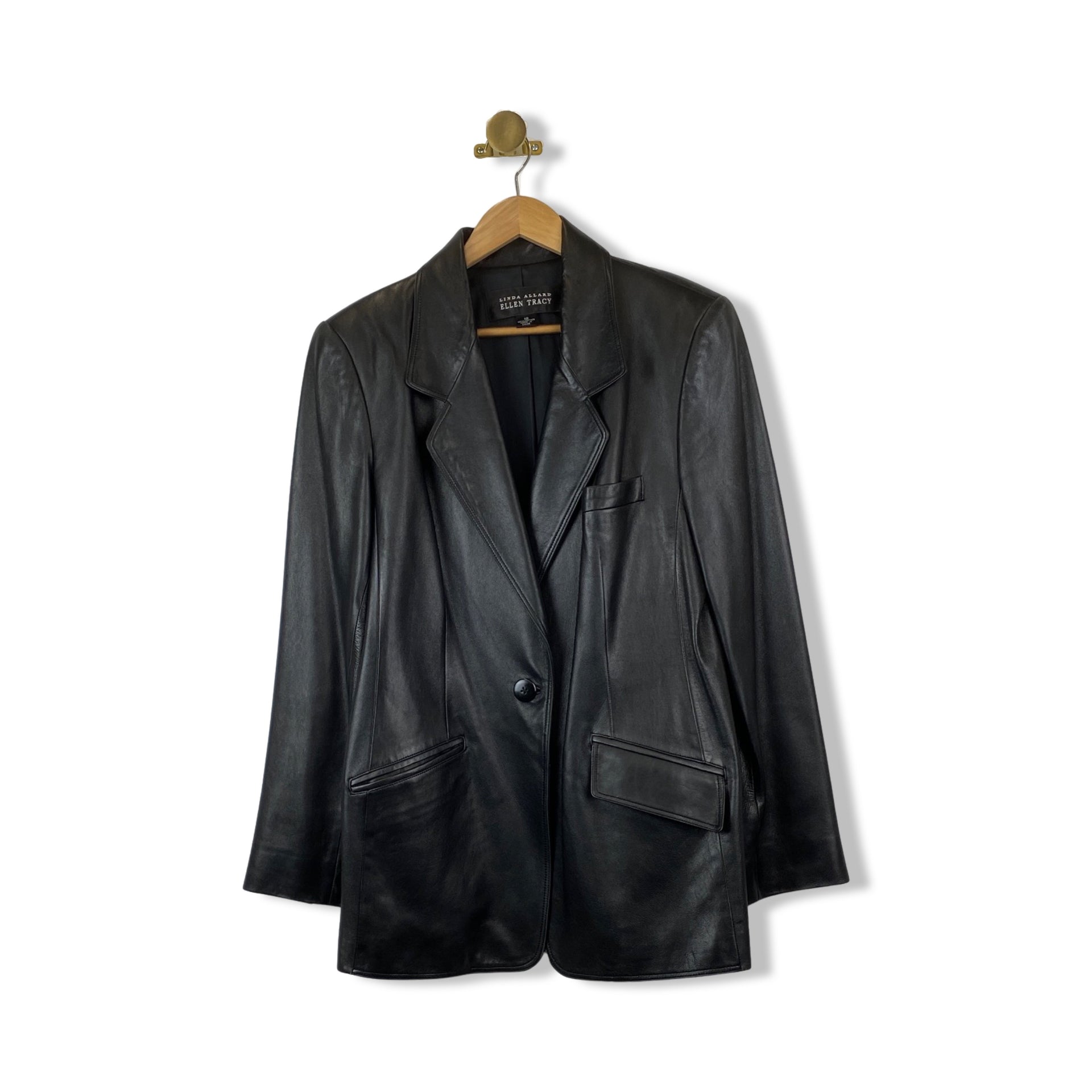 Vintage Linda Allard Ellen Tracy Leather Blazer