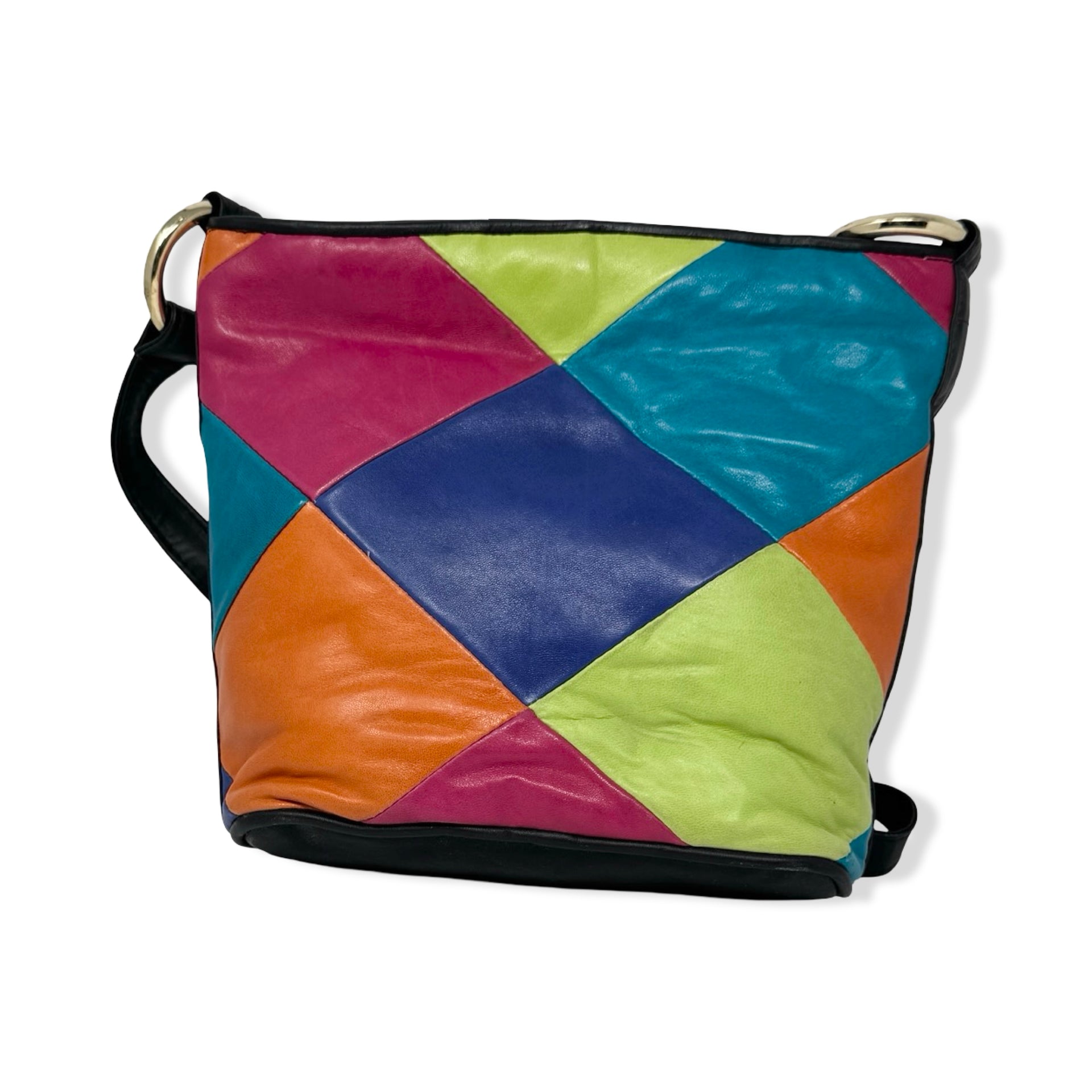 Vintage R.J. Graziano  Colorblock Metal Ring Zip Shoulder Bag