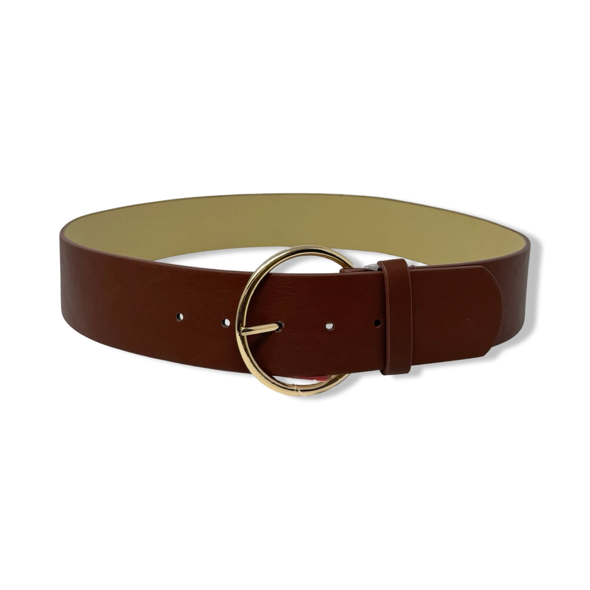 Linea Pelle Circle Buckle Smooth Leather Belt