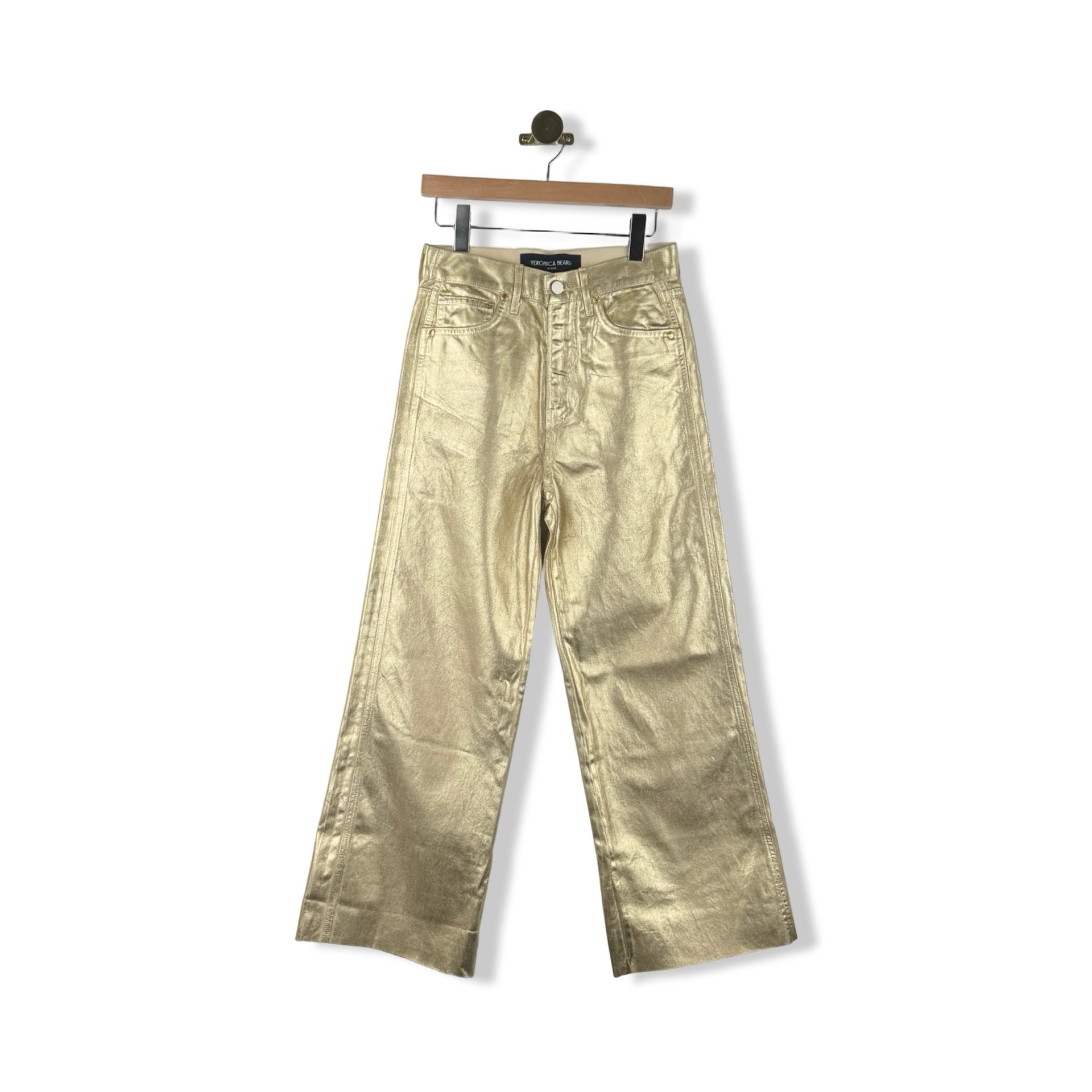 Veronica Beard Metallic Taylor Cropped High Rise Jeans