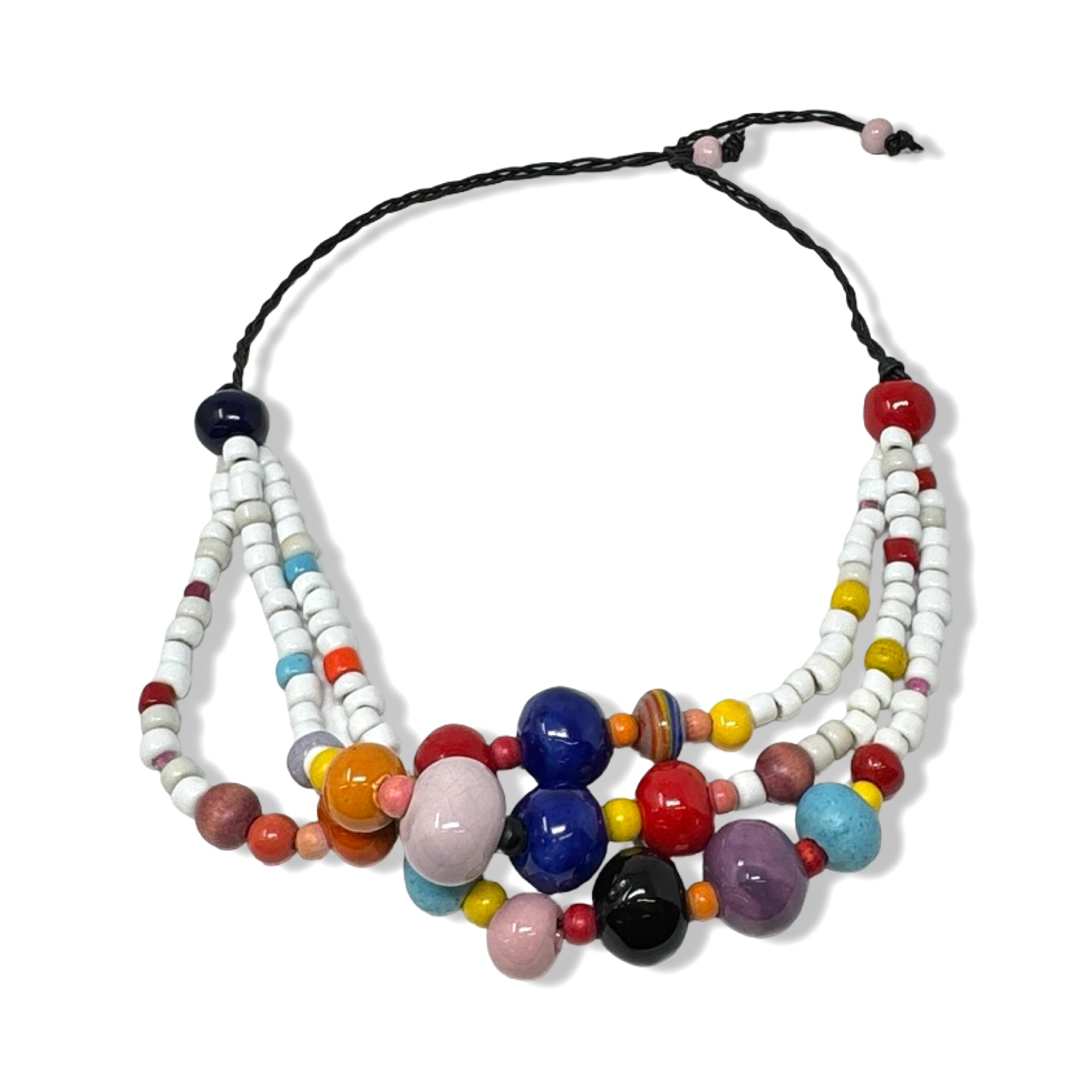 Multicolor Layered Bead Statement Necklace
