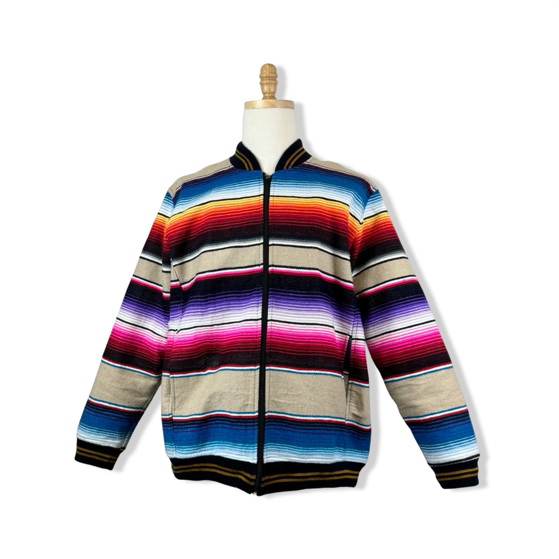 Striped Sarape Zip up Jacket