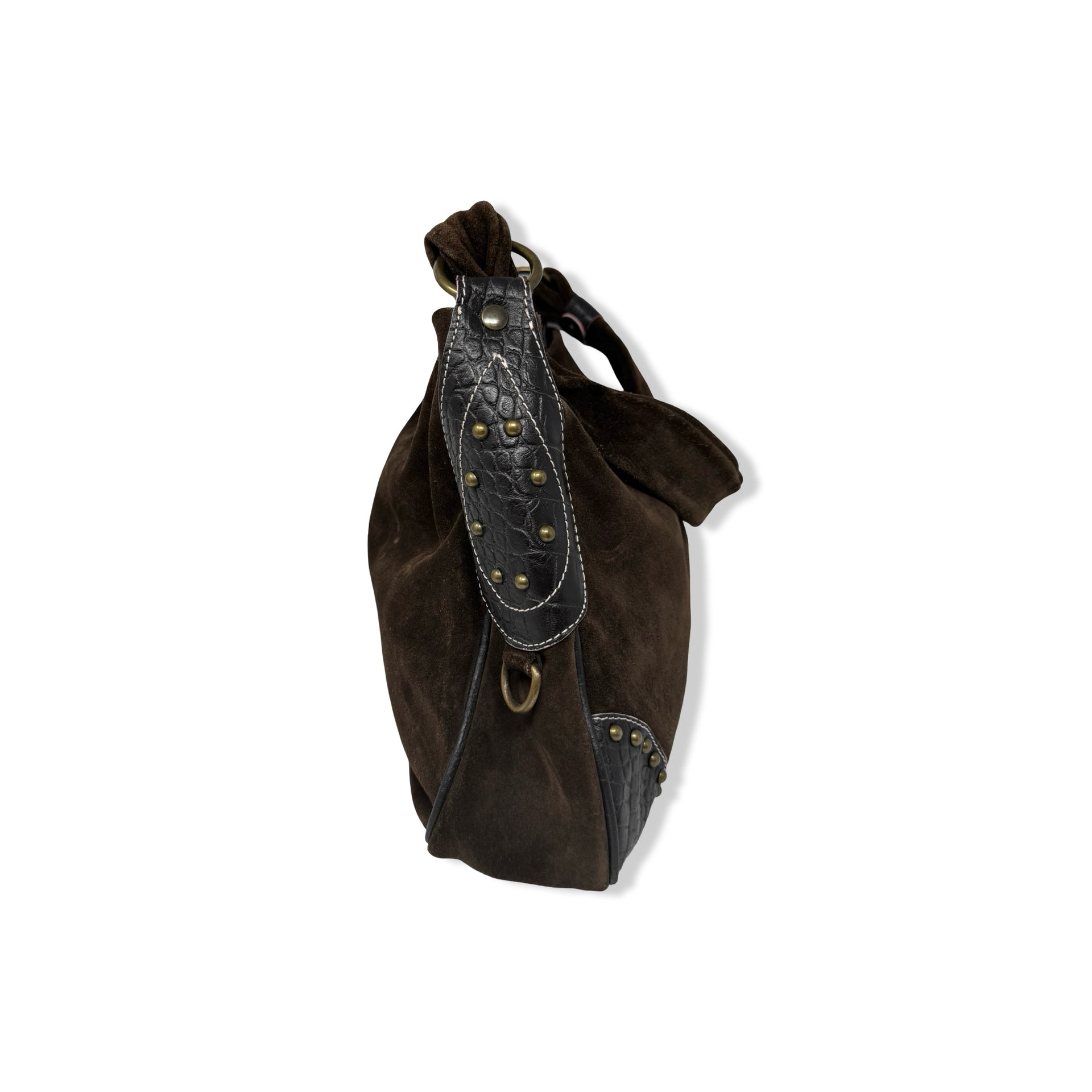 Studded Suede Shoulder Bag