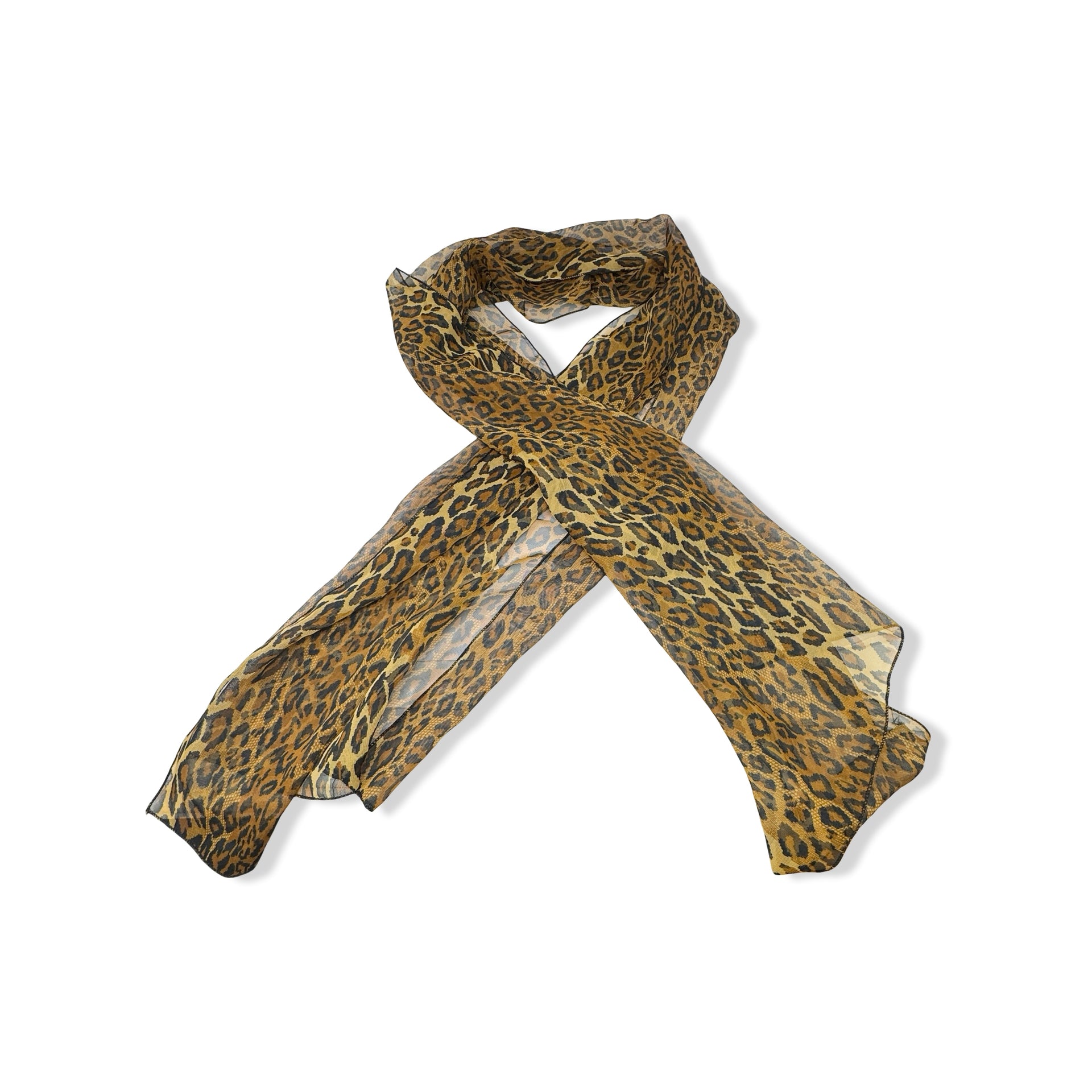 Sheer Leopard Print Scarf