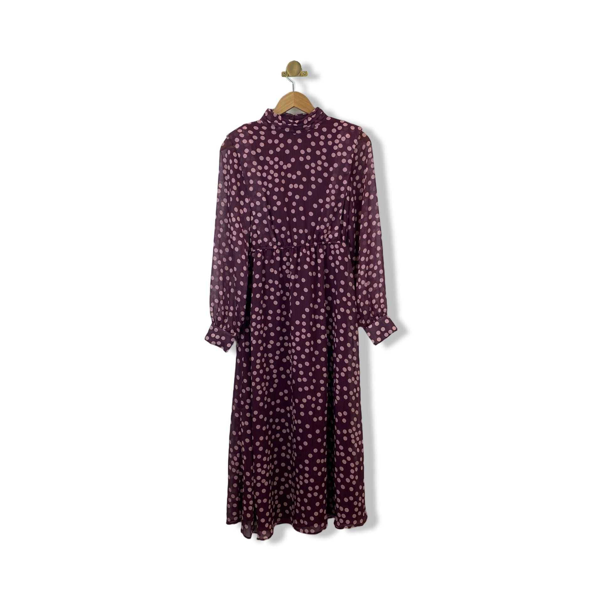 Area Stars Polka Dot Long Sleeve Chiffon Dress