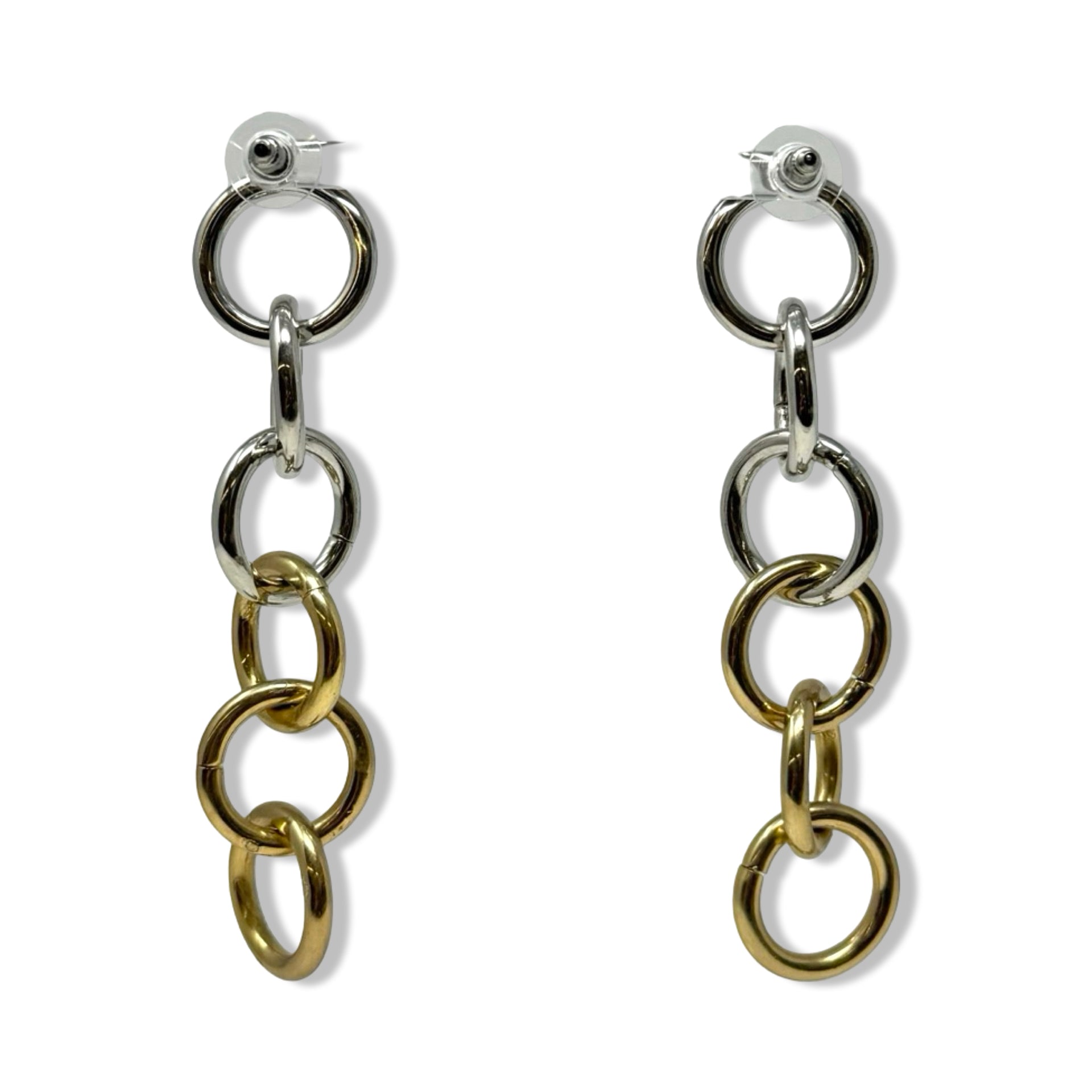 Ole Two-Tone Link Chain Drop Earrings