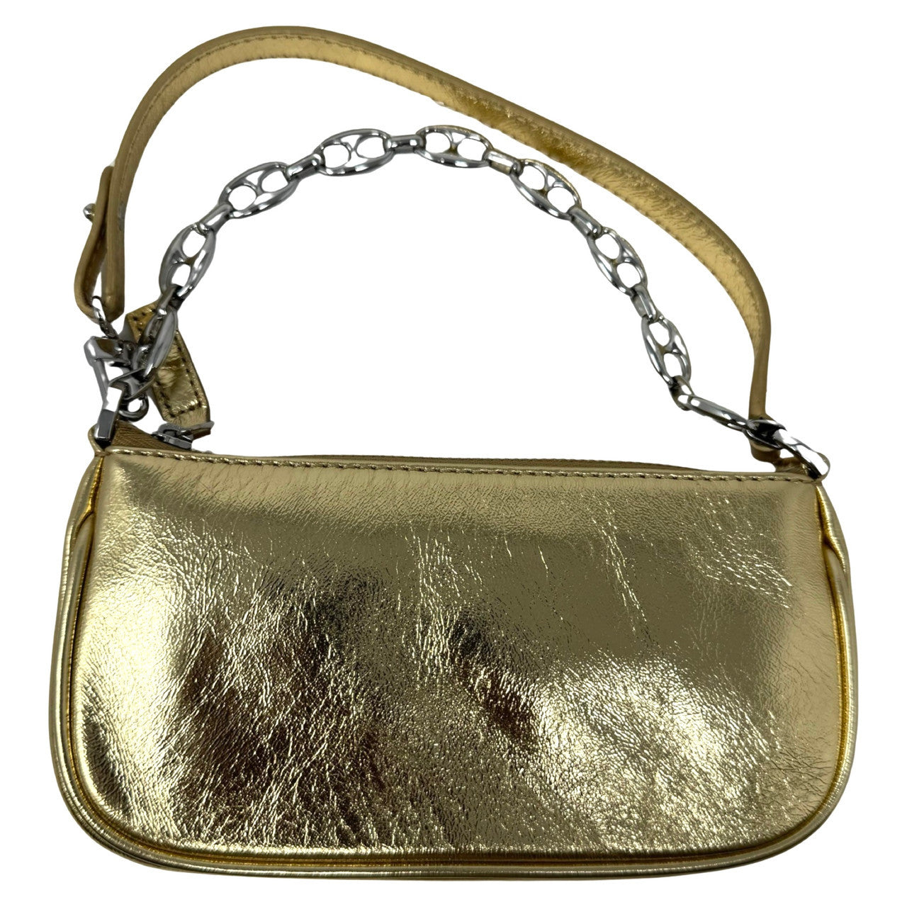 By Far Mini Rachel Parchment Metallic Leather Bag-Thumbnail