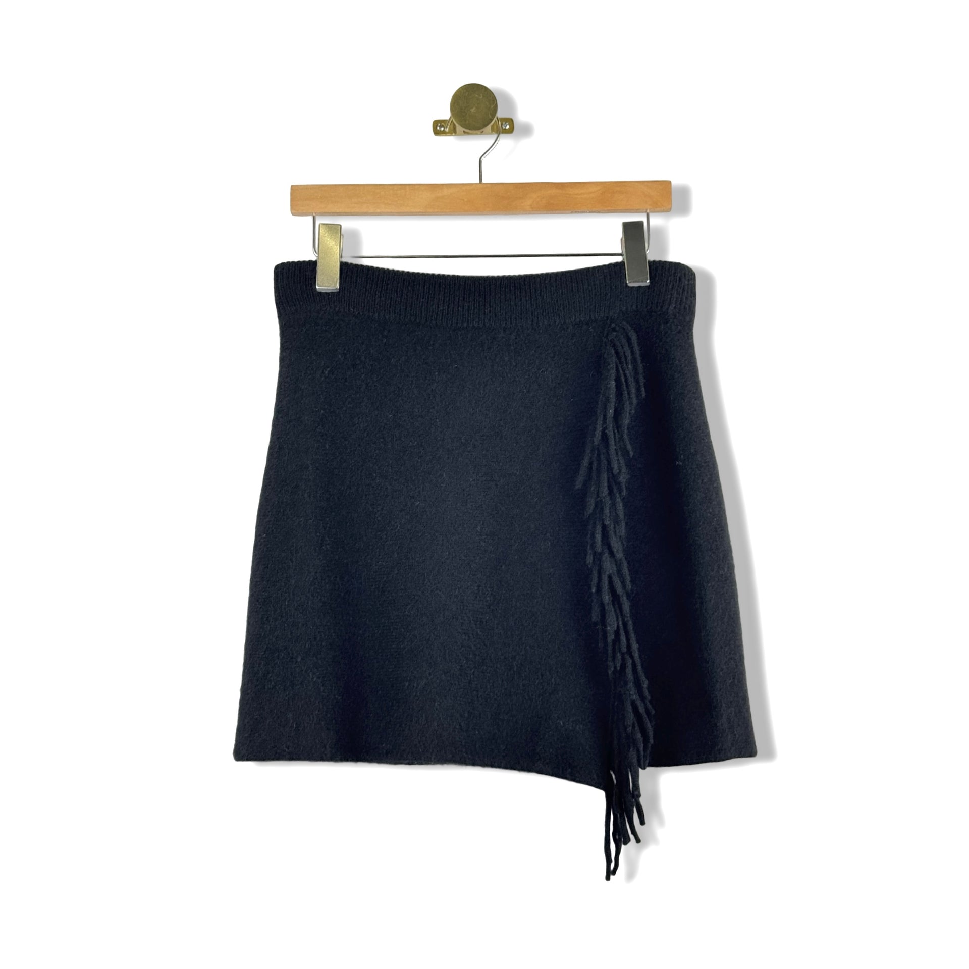 White + Warren Brushed Cashmere Fringe Mini Skirt