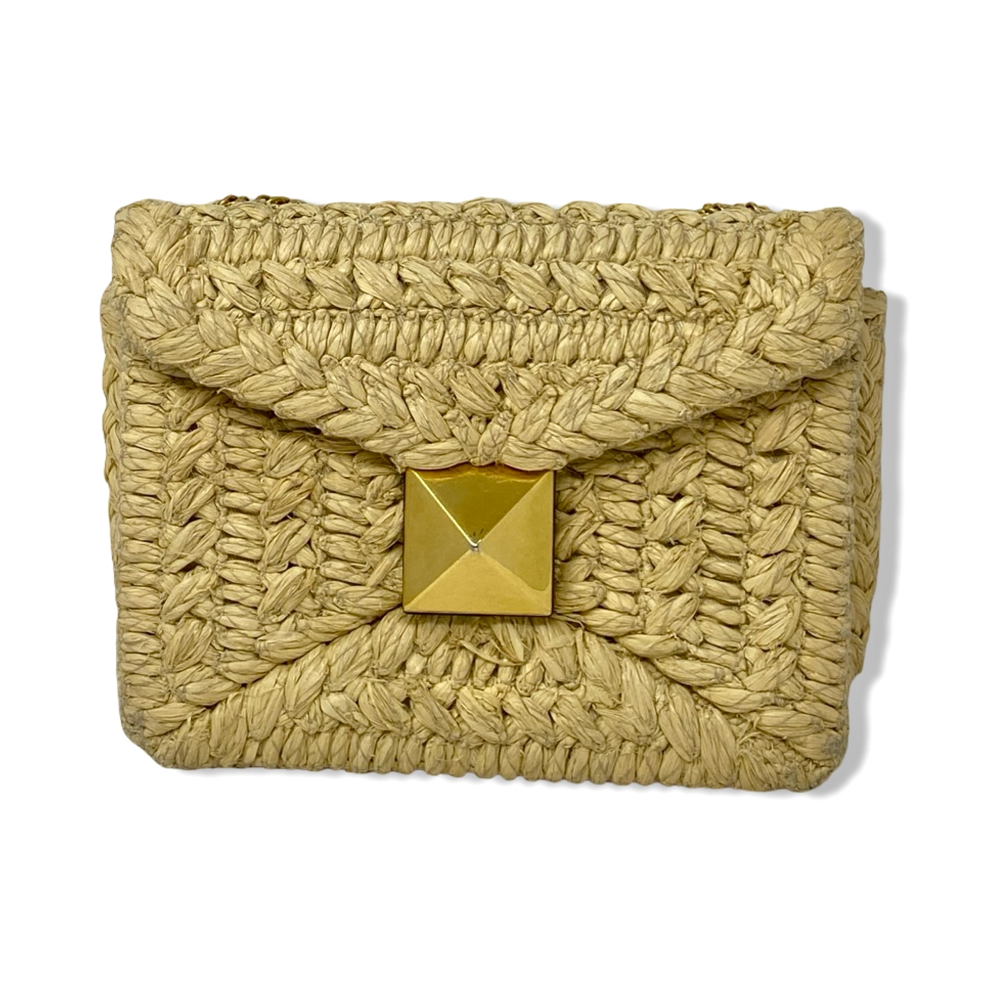 Valentino Raffia One Stud Bag with Chain