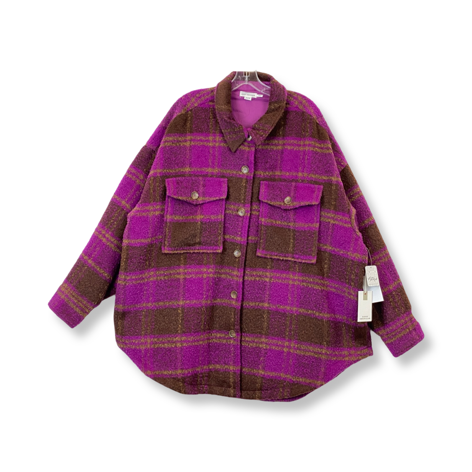 Good American Plaid Button Up Shacket