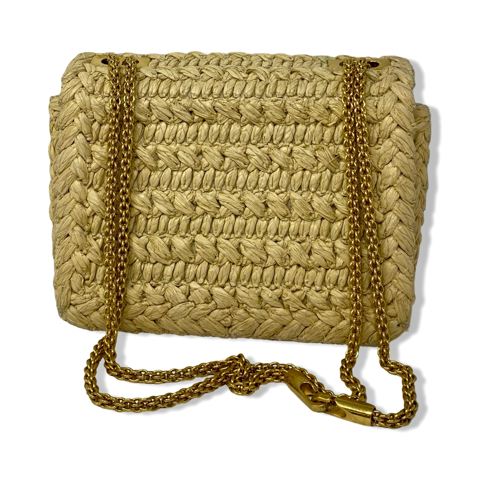 Valentino Raffia One Stud Bag with Chain