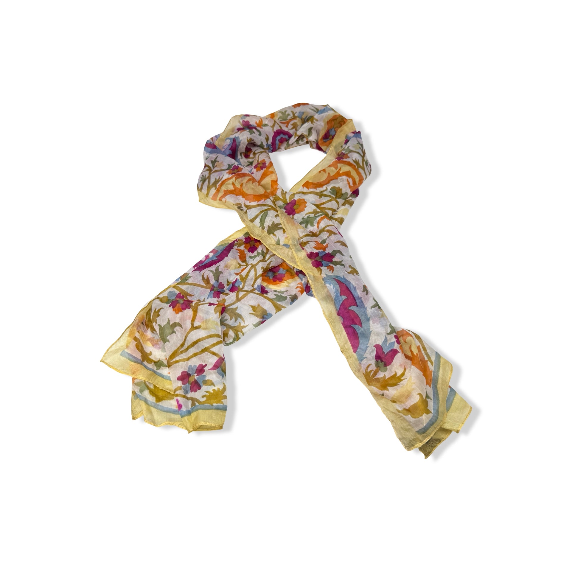 Sheer Floral Silk Scarf