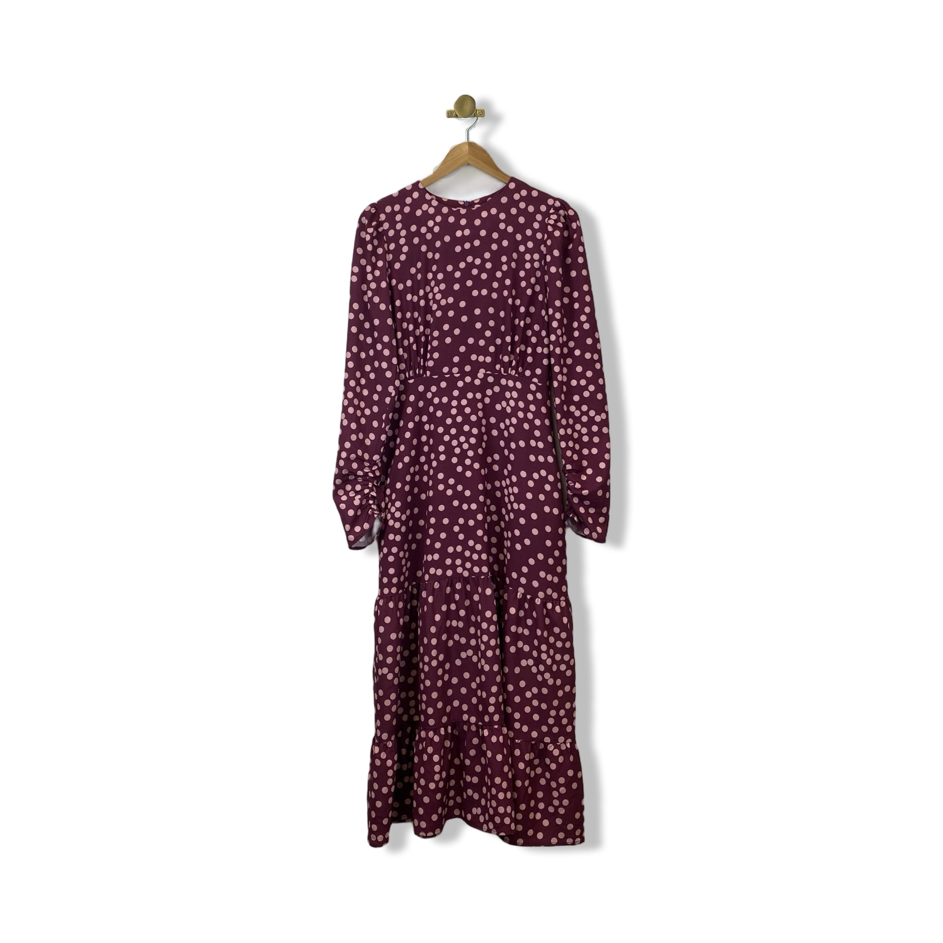 Area Stars Polka Dot Long Sleeve Tiered Midi Dress