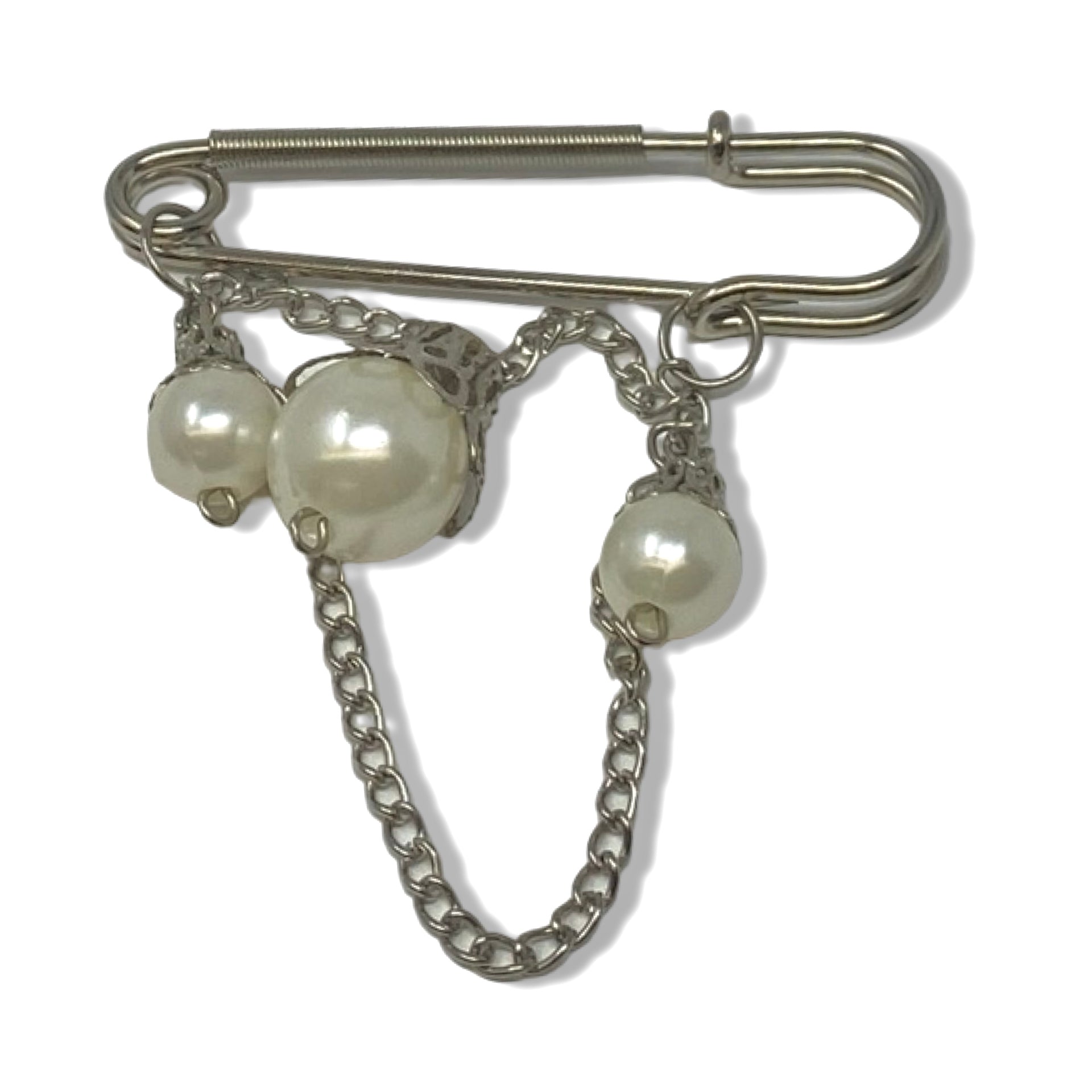 Pearl Drop Safety Pin Brooch